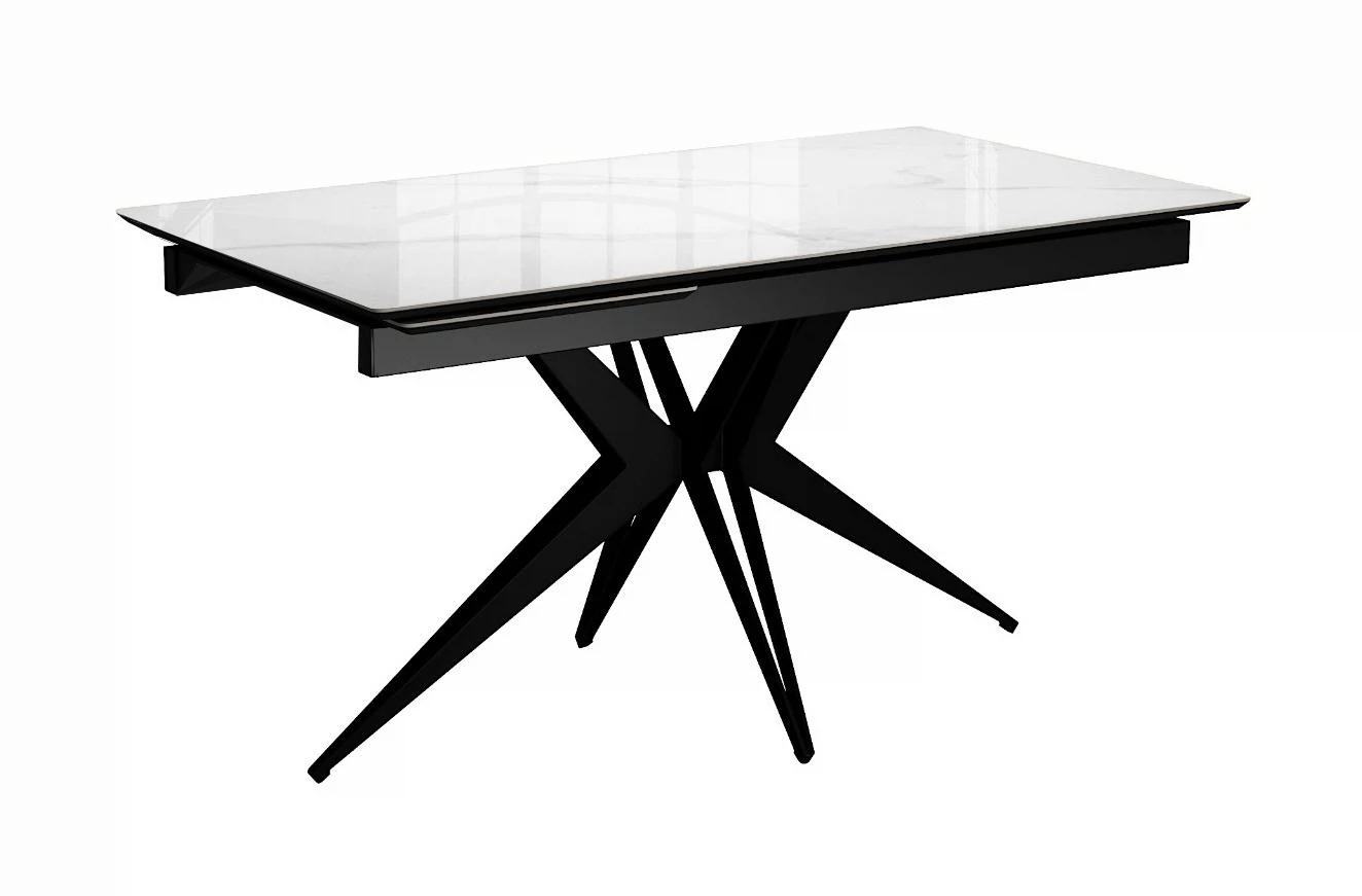 Изображение товара Стол DikLine DKS140 керамика Carrara Gloss (мрамор глянец белый), подстолье черное, опоры черные