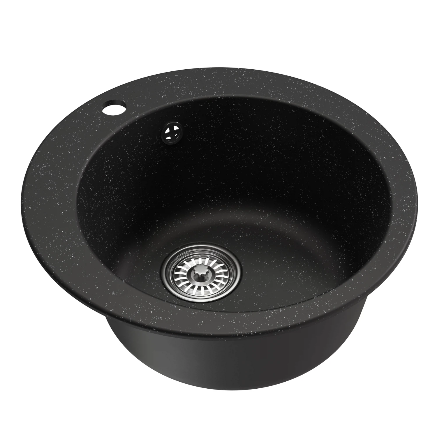Изображение товара Круглая кухонная мойка из искусственного мрамора Mixline ML-GM13 черная 495 мм
