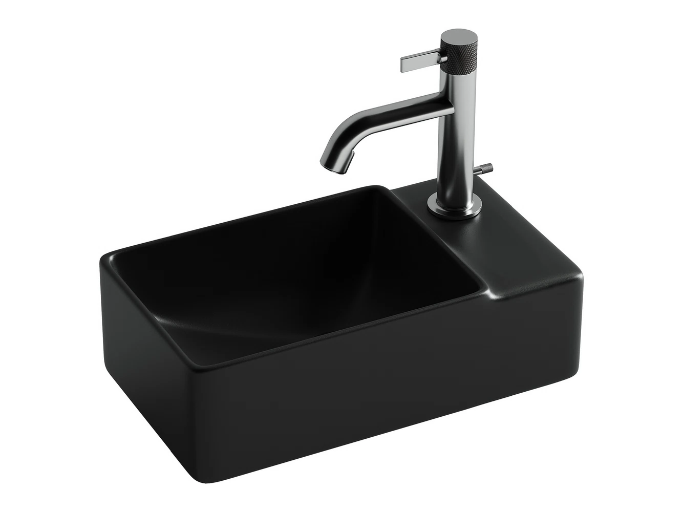 Изображение товара Умывальник подвесной прямоугольный (чаша слева, отверстие под смеситель справа) цвет черный матовый Element 395x220x125мм