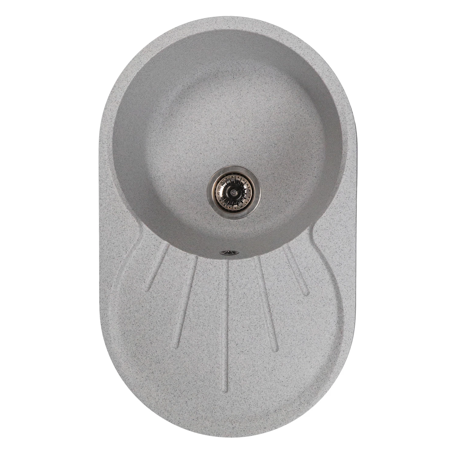 Изображение товара Мойка кухонная из искусственного мрамора Mixline ML-GMS105 СТАНДАРТ овальная серый