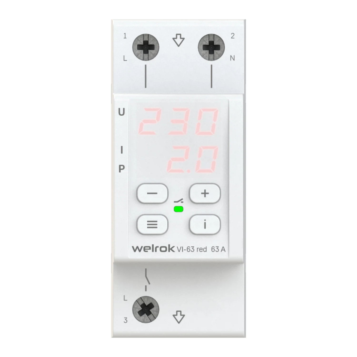 Изображение товара Реле напряжения Welrok VI-63 red 63 А max 80 A 13 900 ВА