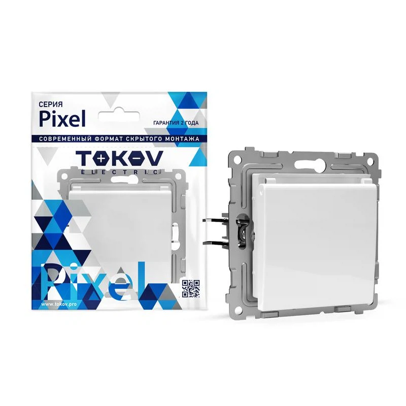 Изображение товара Розетка 1-м СП Pixel 16А IP20 с заземл. защ. шторки с крышкой мех. бел.