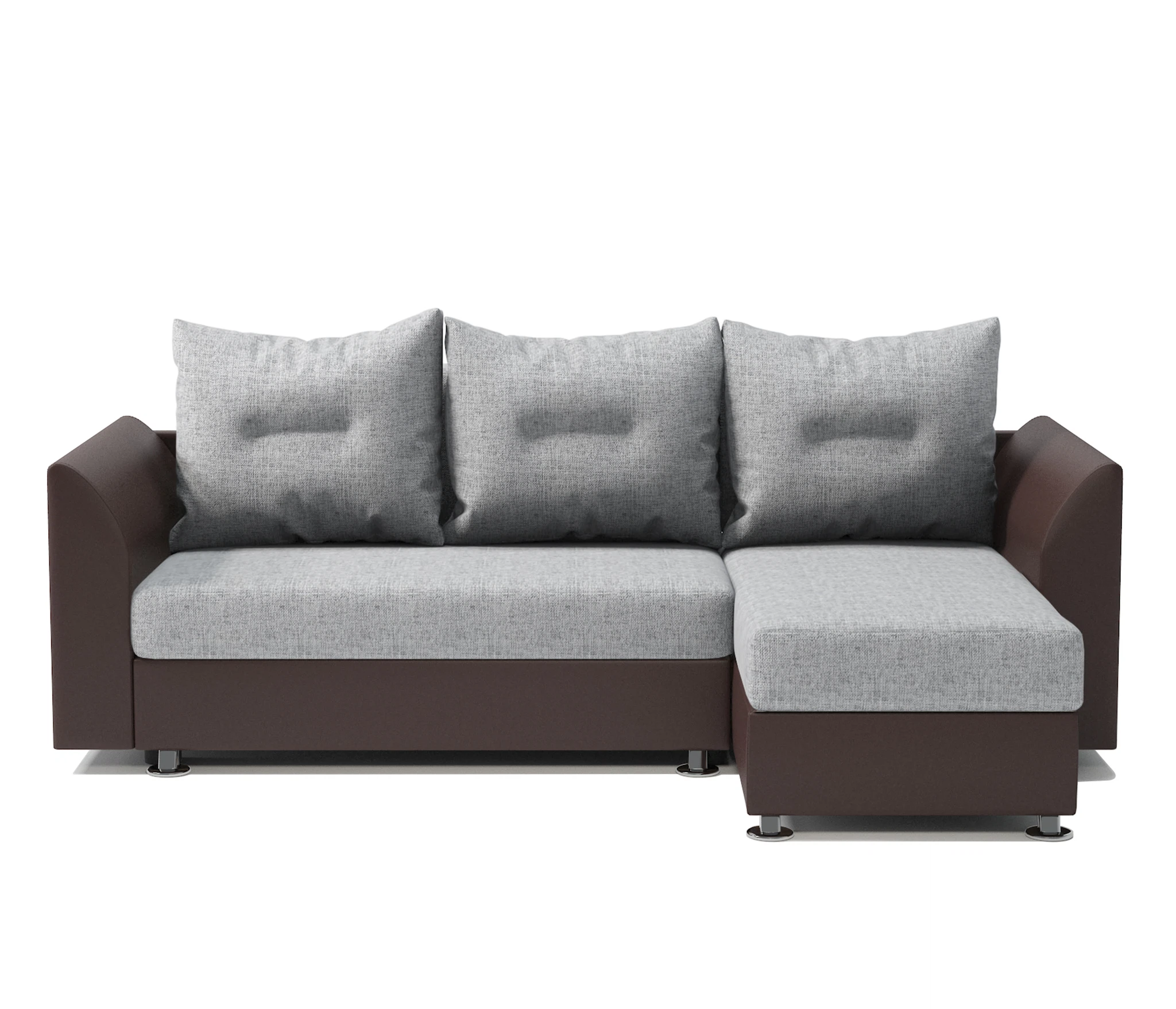 Изображение товара Угловой диван Ария Скала правый экокожа шоколад и серый шенилл