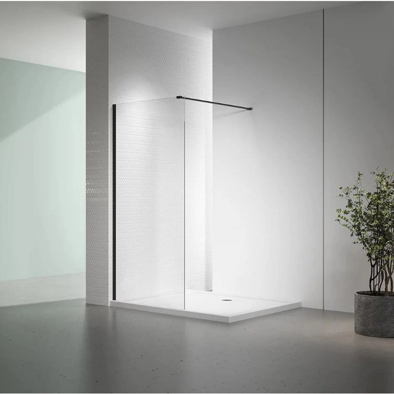 Изображение товара Душевая перегородка Veconi Korato KR-72B, 800x2000 мм, стекло 8 мм, черный профиль