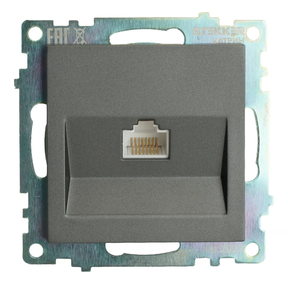 Изображение товара Розетка компьютерная 1-местная RJ-45 (механизм), серия Катрин, графит, GLS00-7107-06