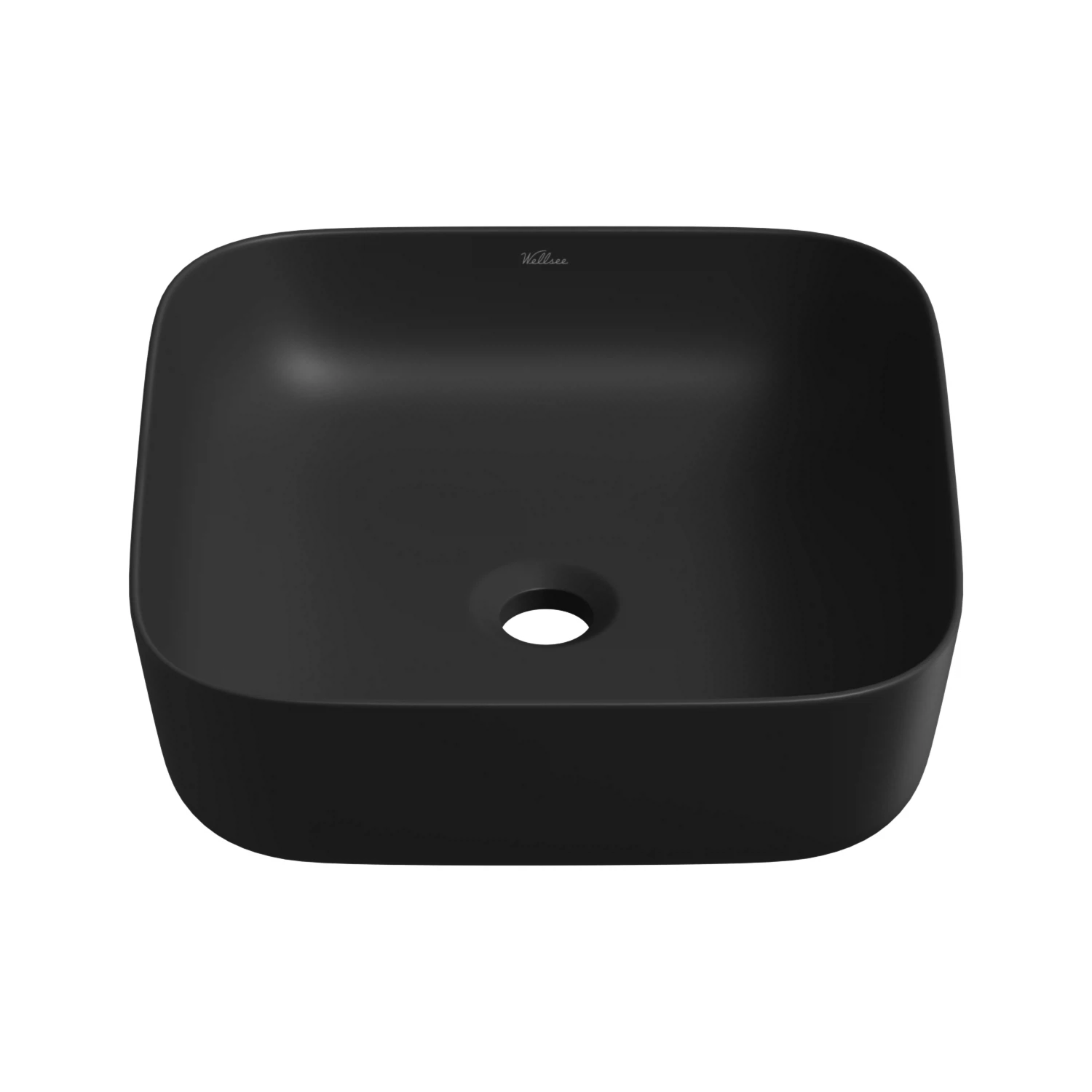 Изображение товара Накладная раковина для ванной Wellsee Preen квадратная, черная, 39х39 см