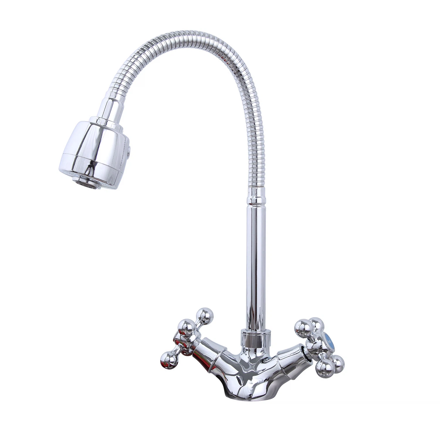 Изображение товара Вентильный смеситель для кухни Frap H19 Хром с длинным изливом и вращающимся изливом