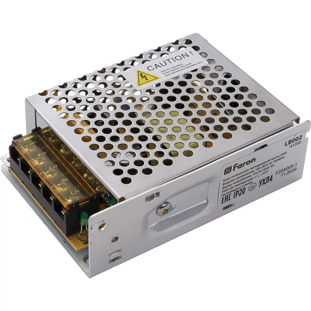 Изображение товара Трансформатор электронный для светодиодной ленты 60W 12V (драйвер), LB002 FERON Изображение товара Трансформатор электронный для светодиодной ленты 60W 12V (драйвер), LB002 FERON