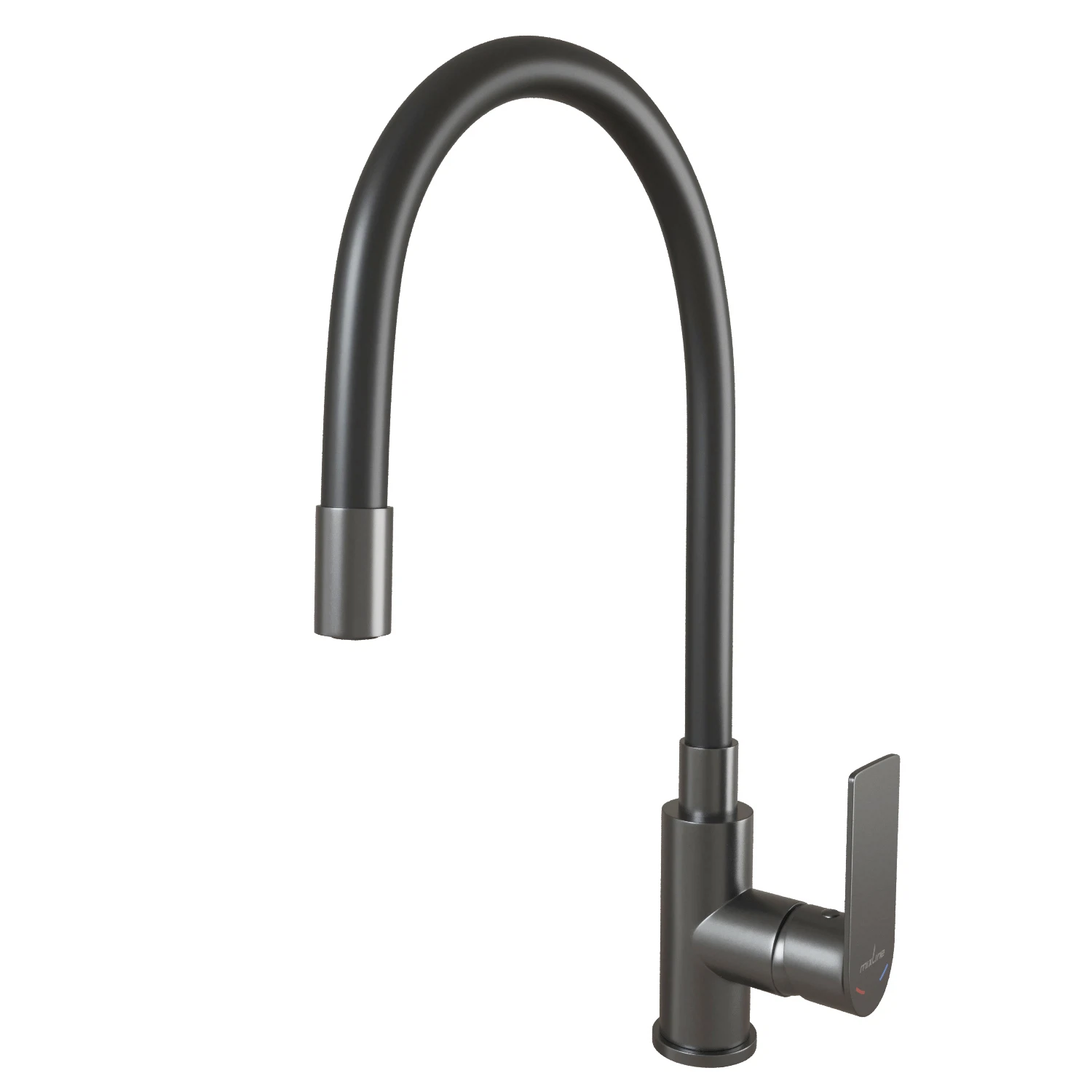Изображение товара Смеситель для кухни 35к MIXLINE ML33-098GR "City Graphite" гибкий излив боковая ручка б/отв ГРАФИТ