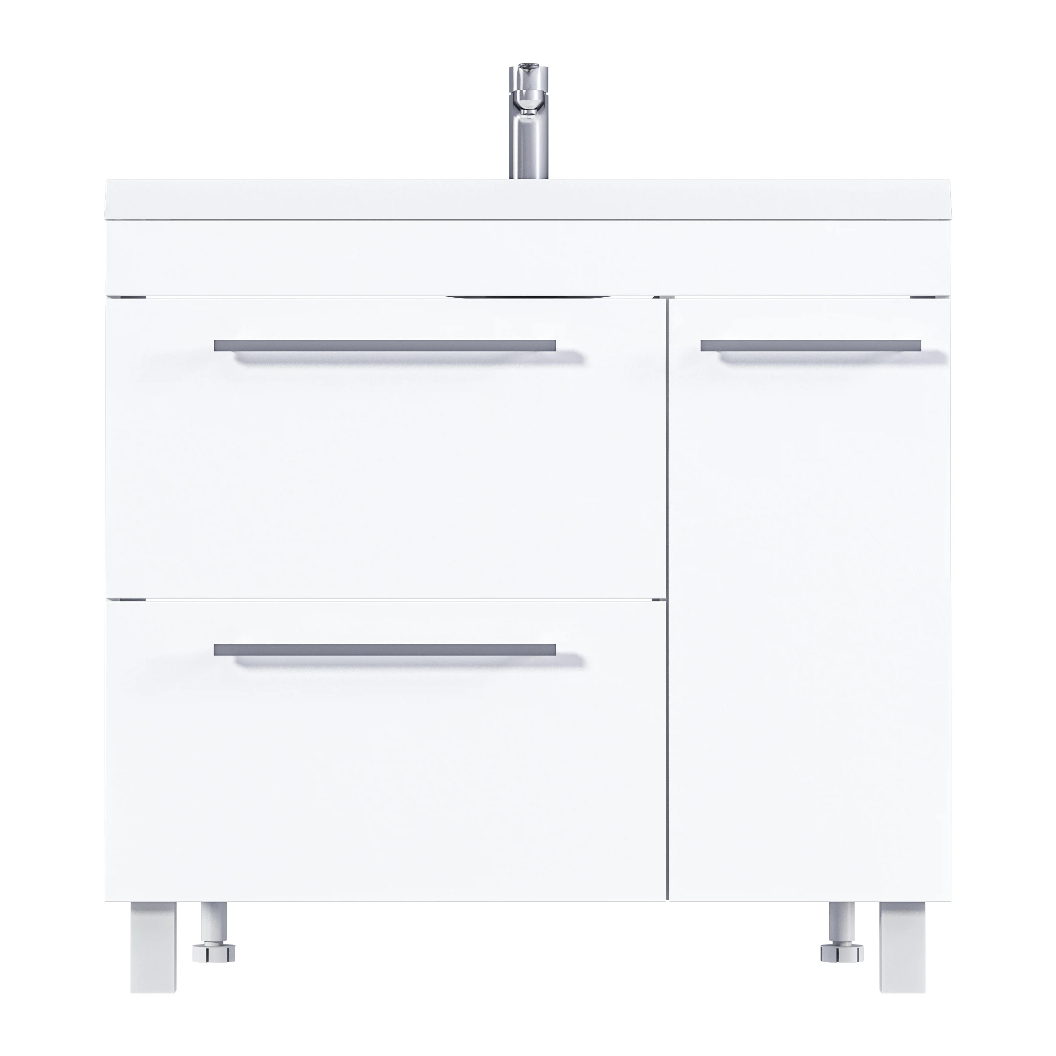 Изображение товара Тумба под раковину в ванную 1Marka Соната 90 Белый глянец напольная