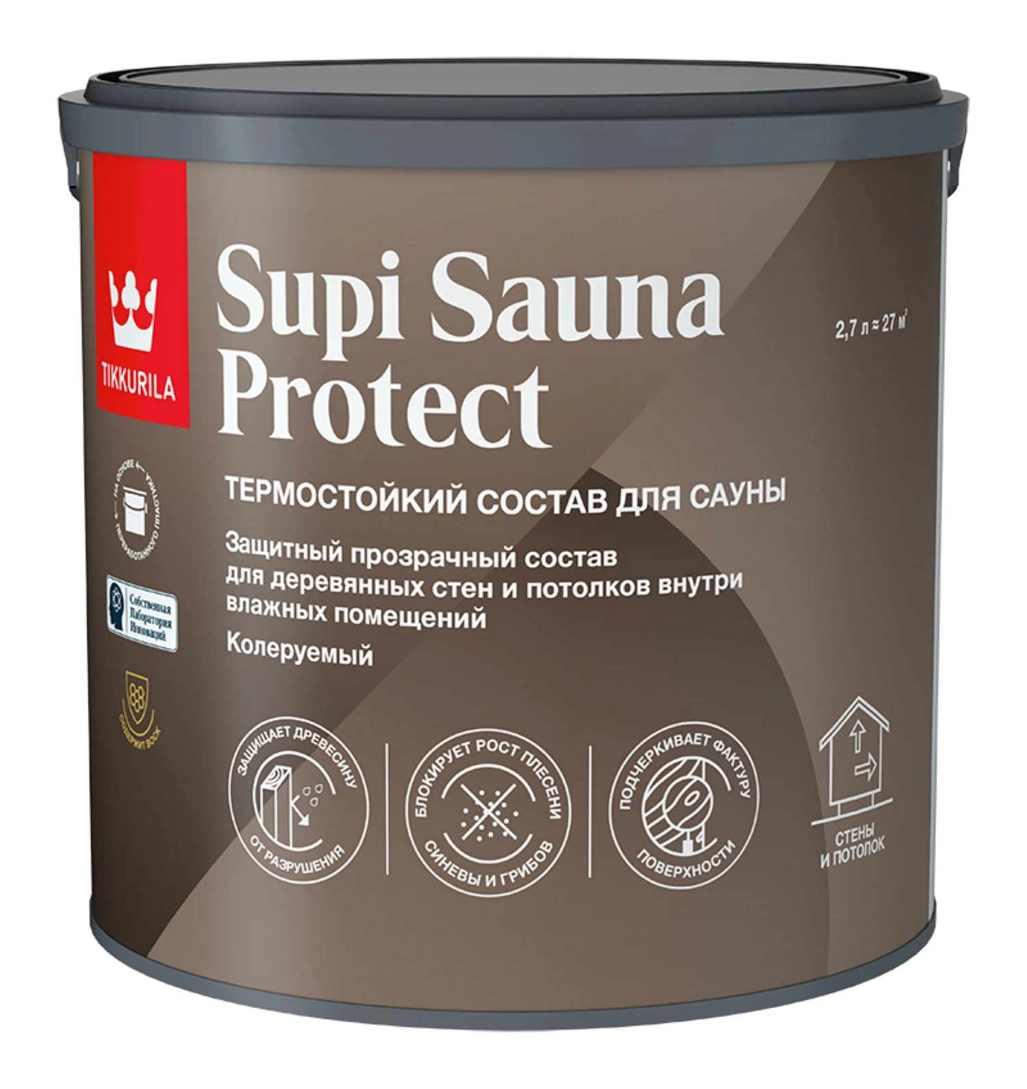 Изображение товара Состав термостойкий для сауны TIKKURILA SUPI SAUNA  PROTECT EP, полуматовый (2,7л)