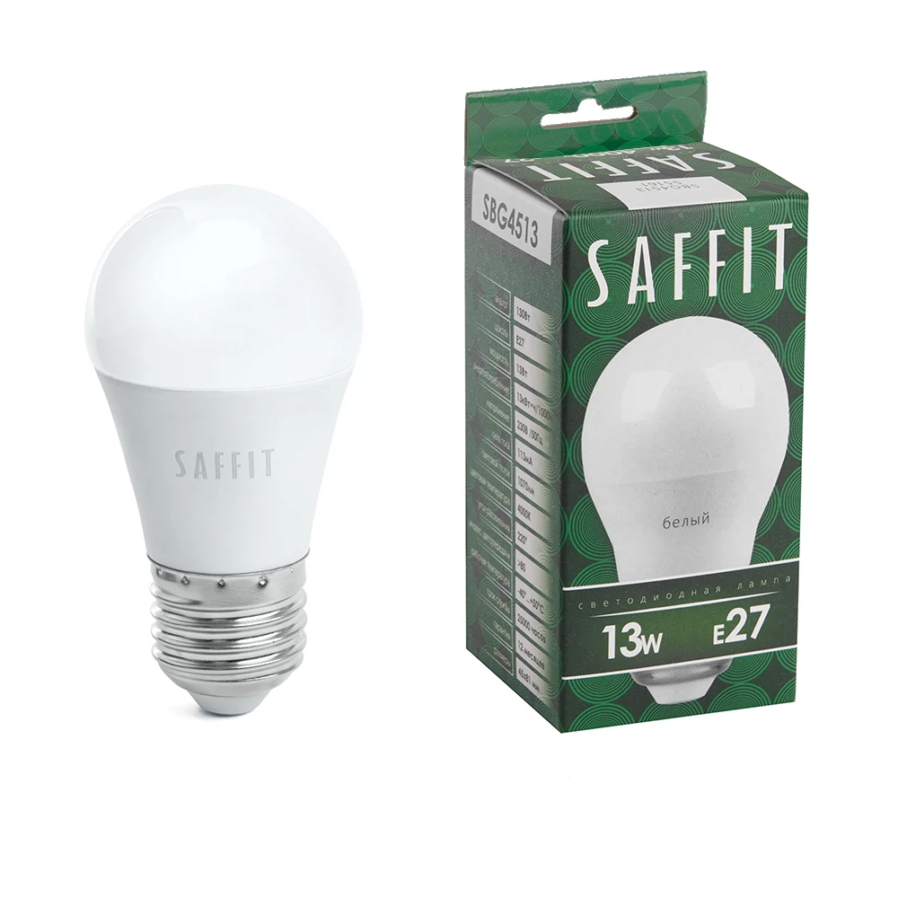 Изображение товара Лампа светодиодная SAFFIT SBG4513 Шарик E27 13W 230V 4000K