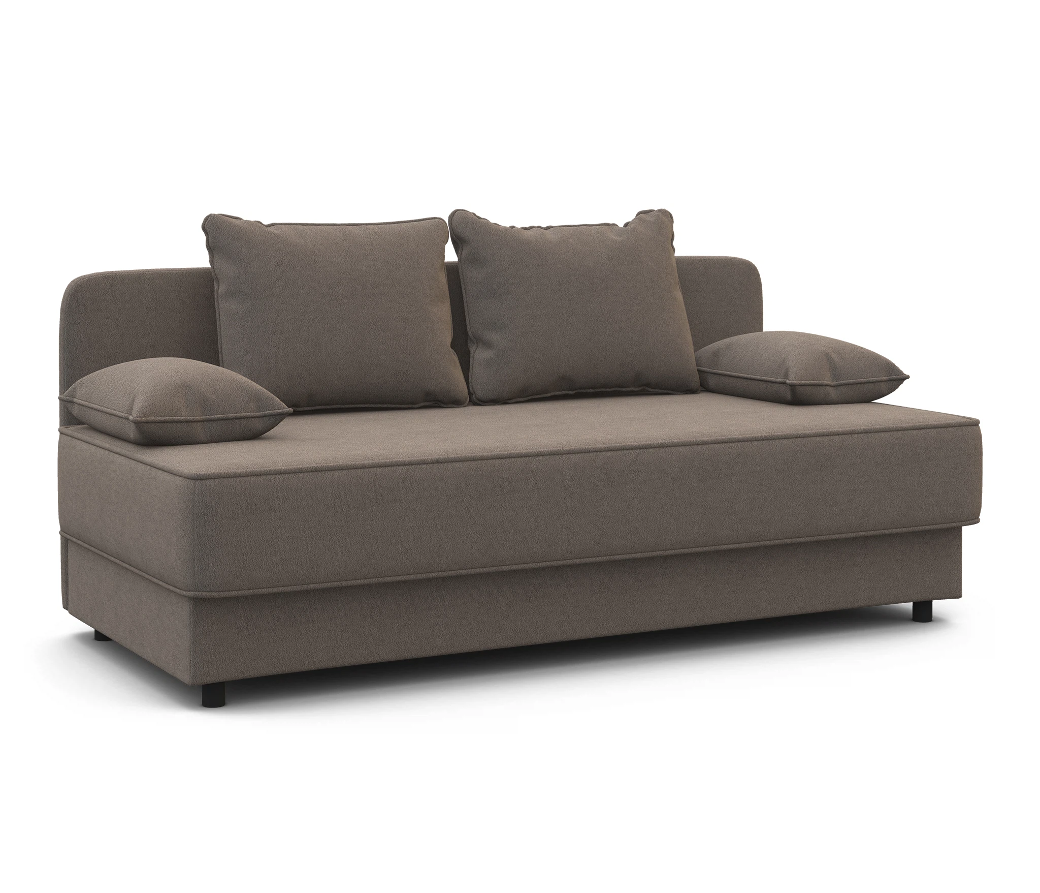 Изображение товара Кушетка Прима велюр светло-коричневый с подушками и бельевым ящиком