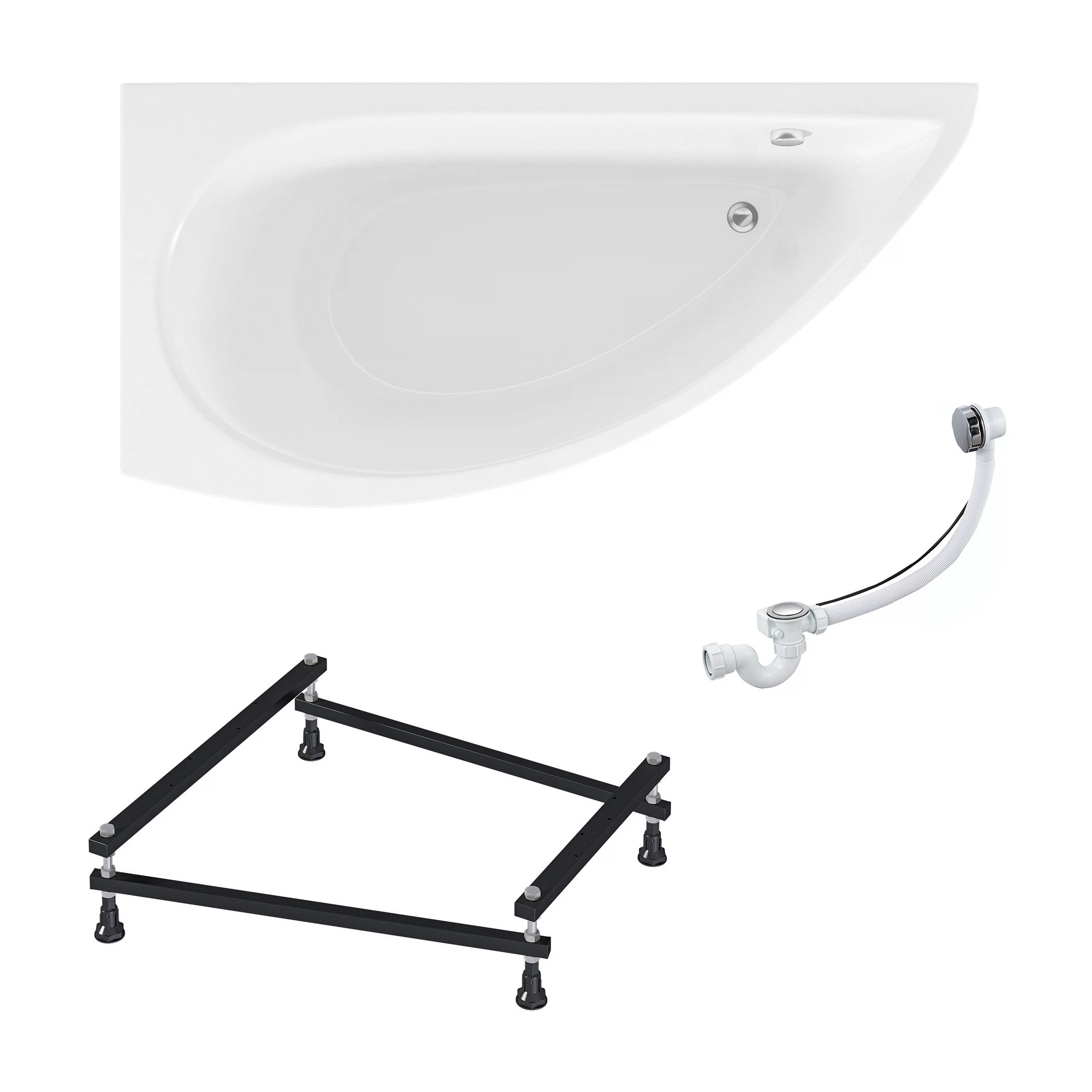 Изображение товара Ванна акриловая 1MARKA PICCOLO 150х75 в наборе 3в1: ванна левая, каркас, слив-перелив, 01пк1770лкс2+