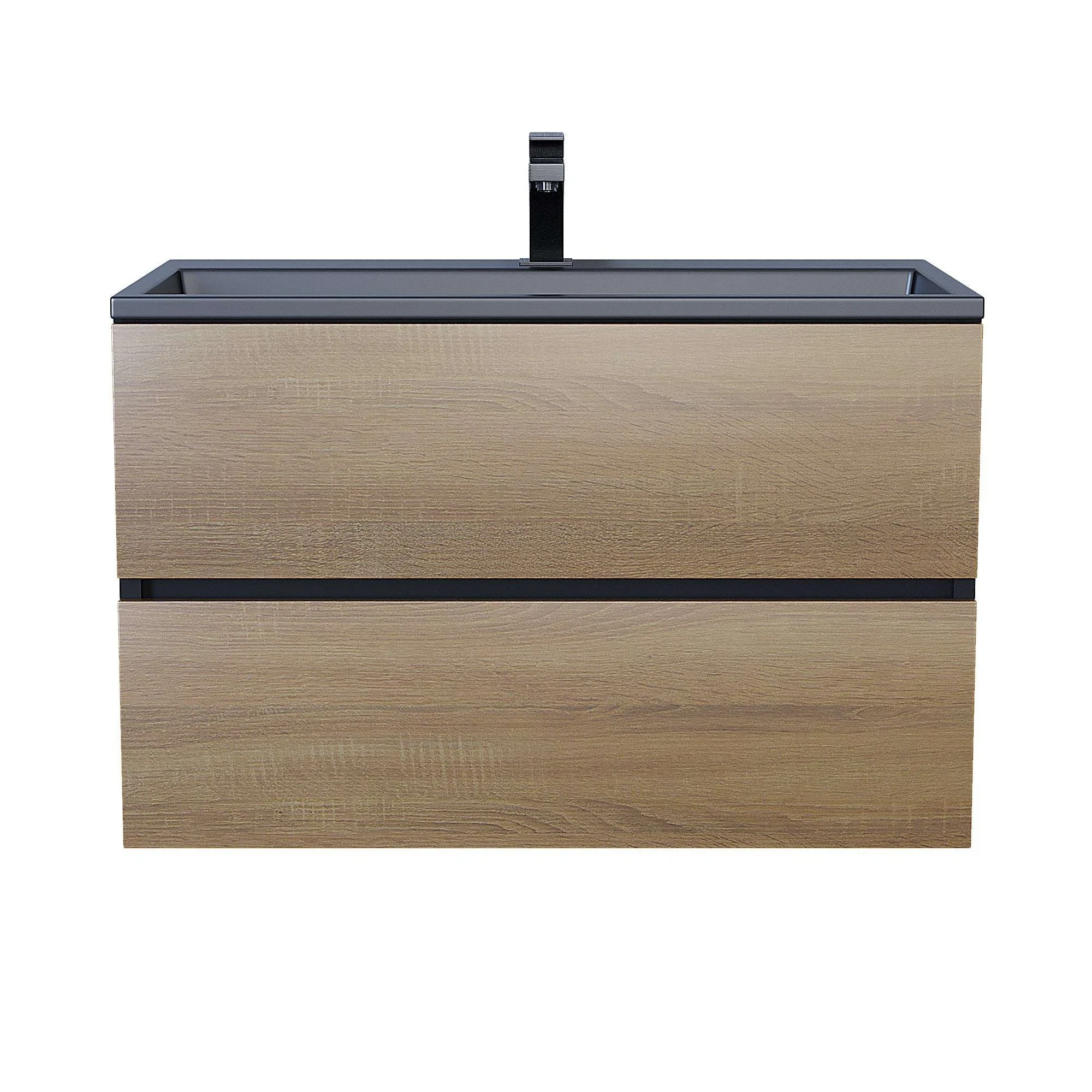 Изображение товара Подвесная тумба для ванной комнаты Uperwood Barsa 80x45 см, черная/дуб сонома