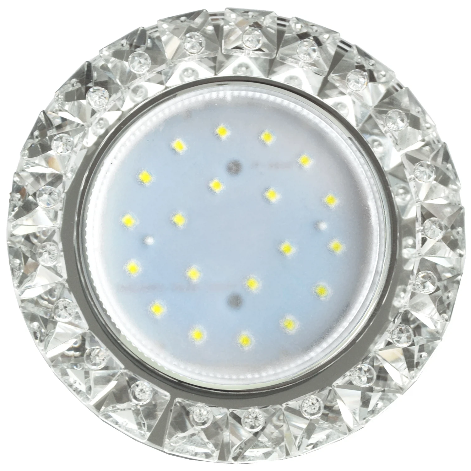 Изображение товара Встраиваемый светильник Ecola GX53 H4 5361 Glass с крупными стразами и зеркальным эффектом
