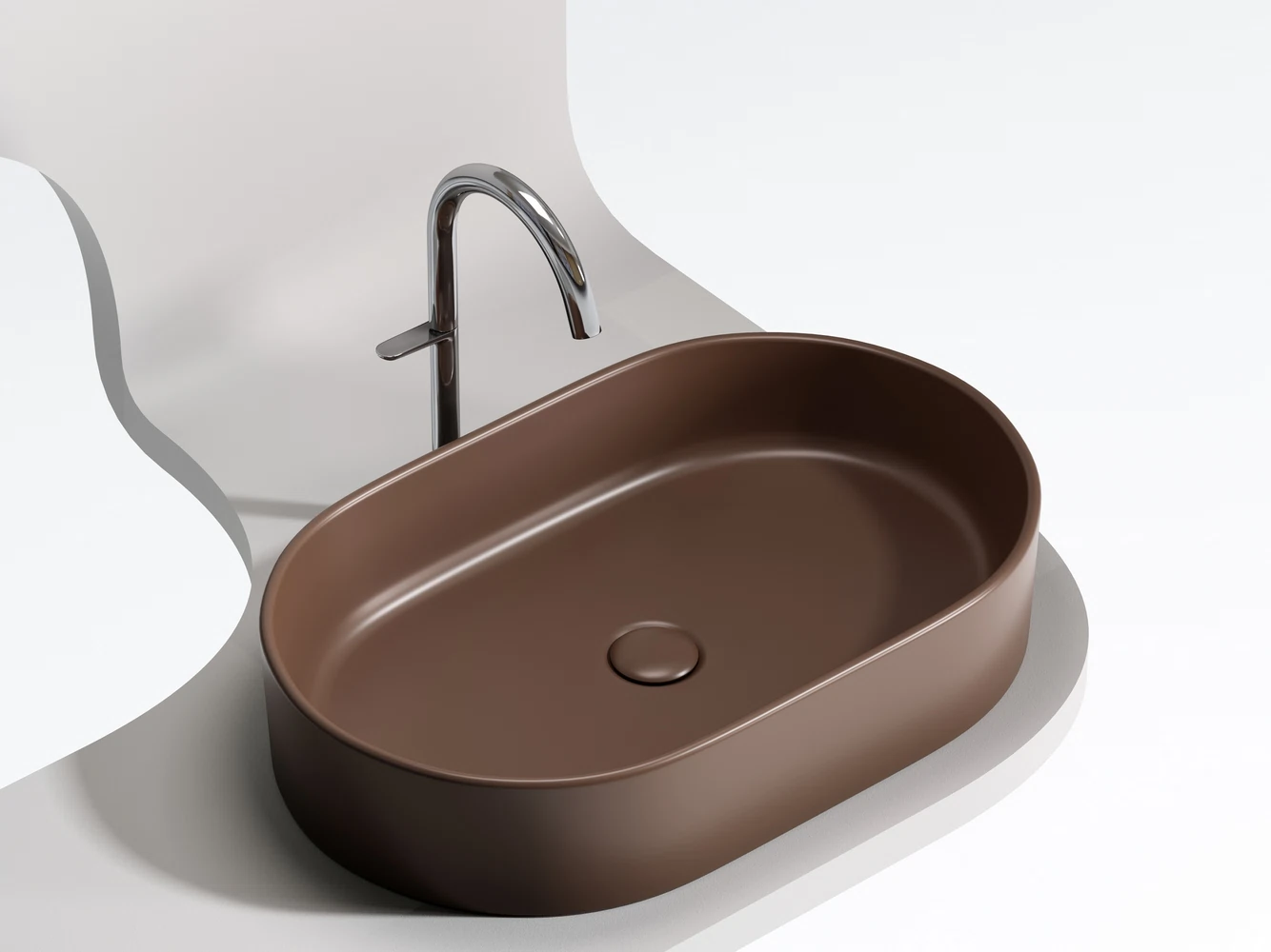 Изображение товара Умывальник накладной овальный Темно-Коричневый Матовый 608x385 мм