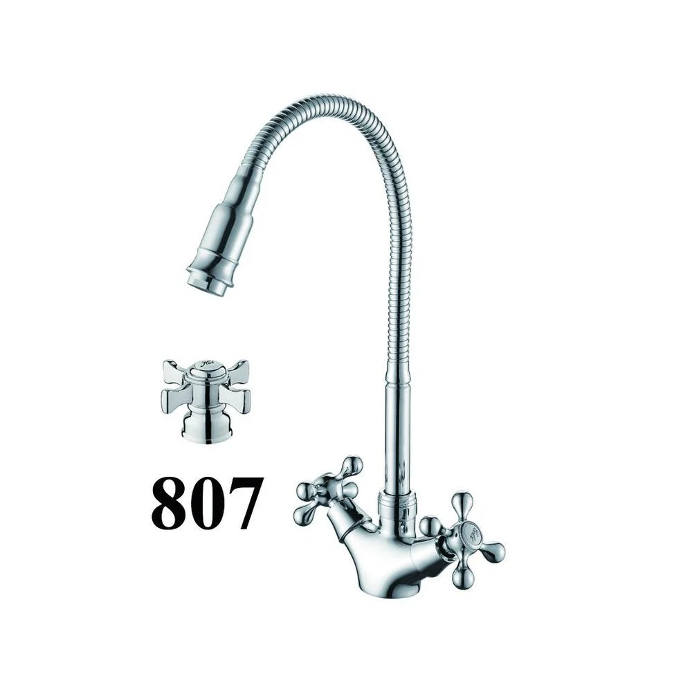 Изображение товара Смеситель для кухни D-Lin D153807-Q с гибким изливом хром, современный дизайн