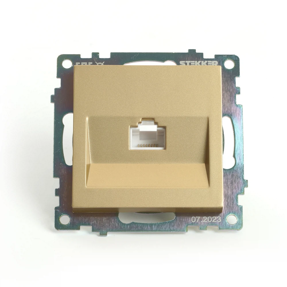 Изображение товара Розетка компьютерная 1-местная RJ-45 (механизм), STEKKER, GLS00-7107-08, серия Катрин, золото