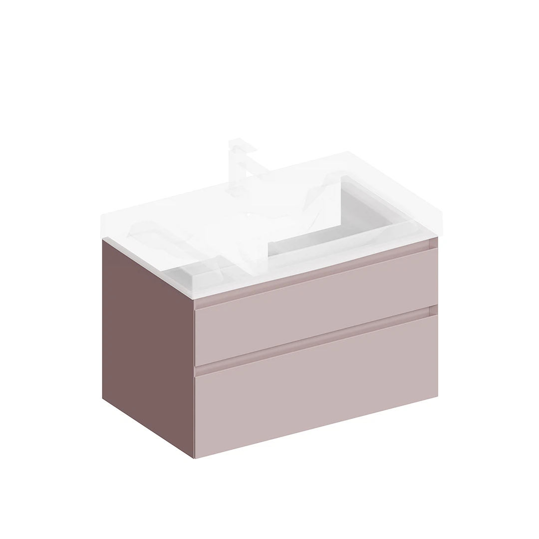Изображение товара Тумба Cubo/Кубо подвесная с ящиками 80 мальва матовая для ванной комнаты