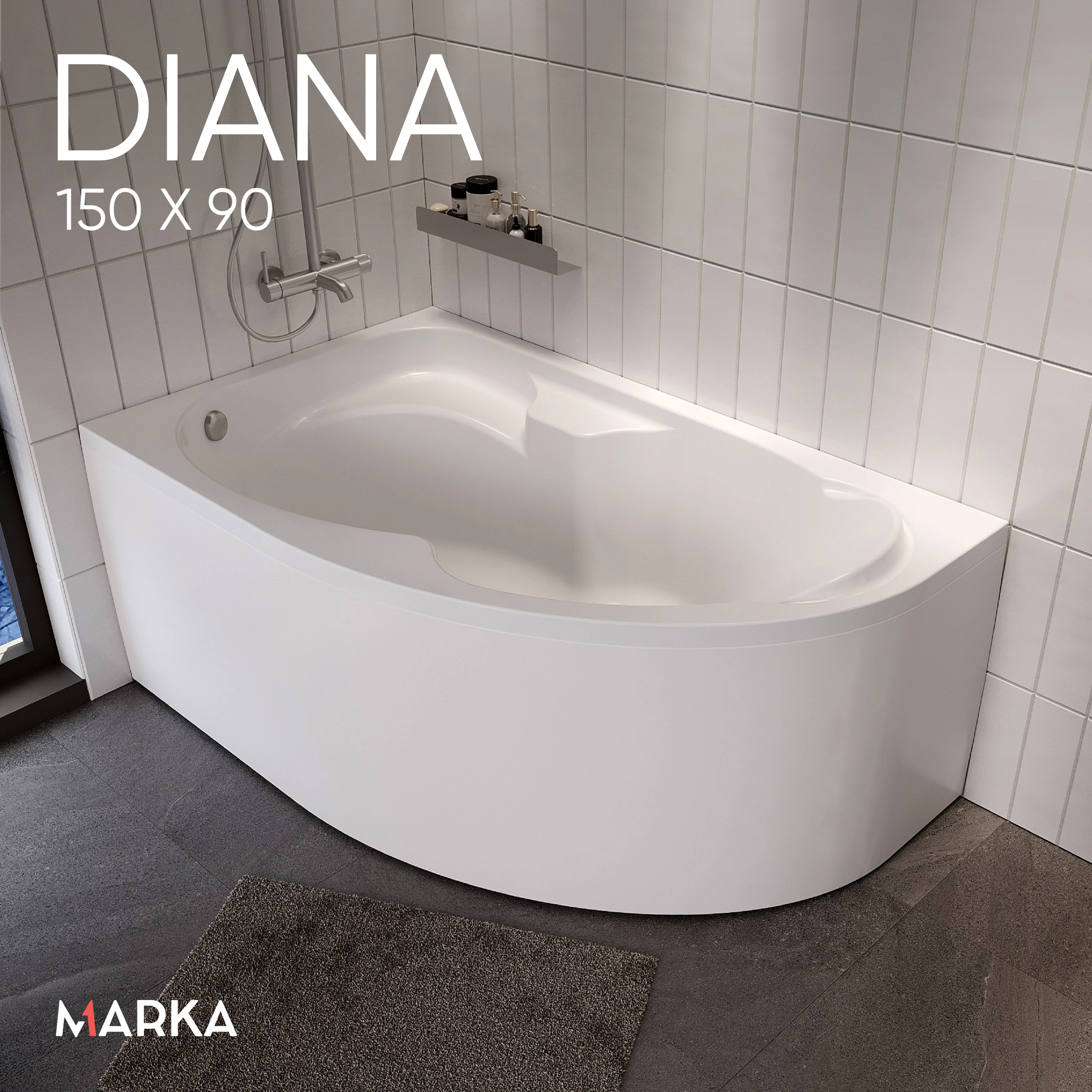 Изображение товара Ванна акриловая асимметричная левая 1Marka DIANA 150 * 90