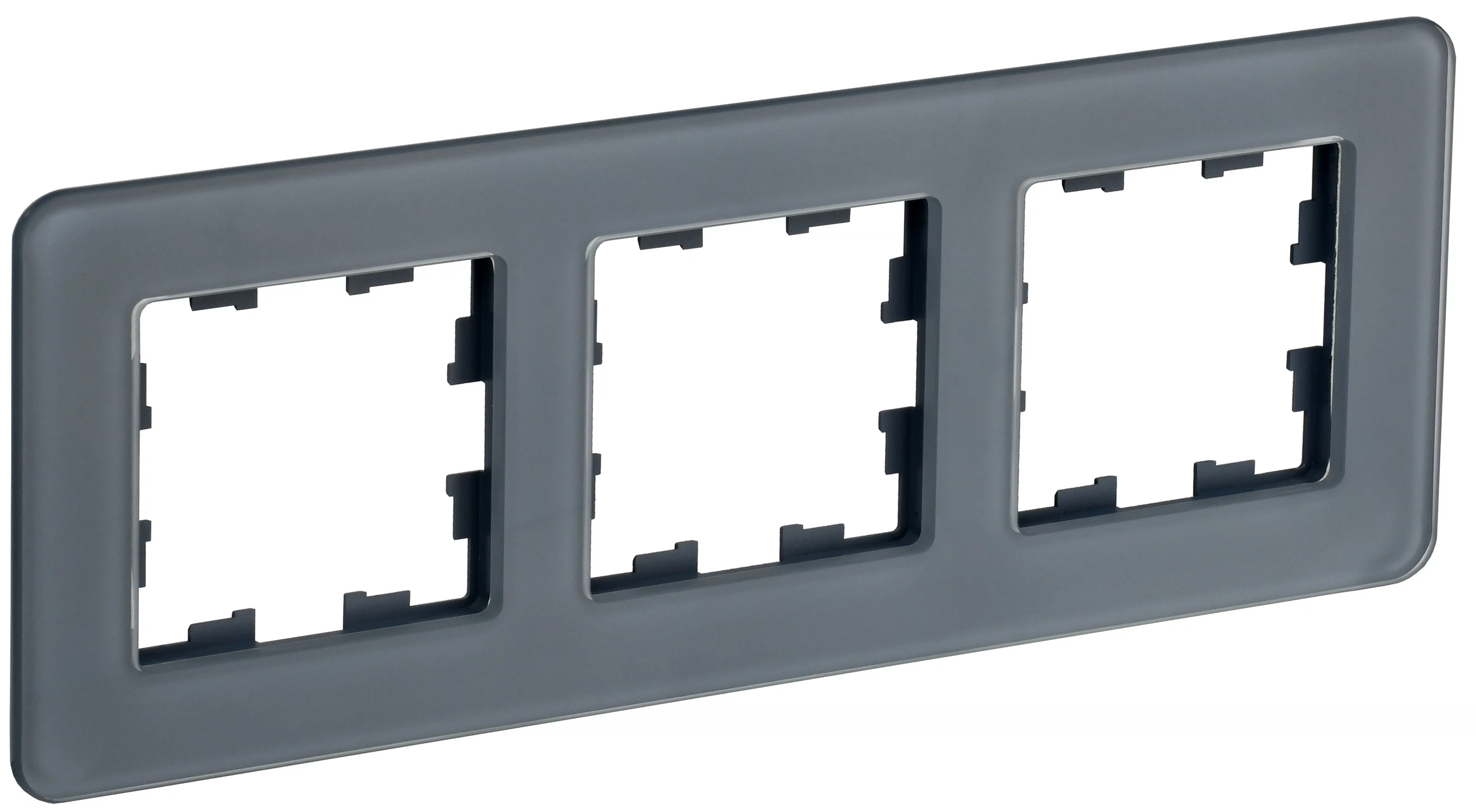 Изображение товара Рамка IEK BRITE DECOR Графит матовый стекло скругл.угол  3-м РУ-3-2-Бр RE.