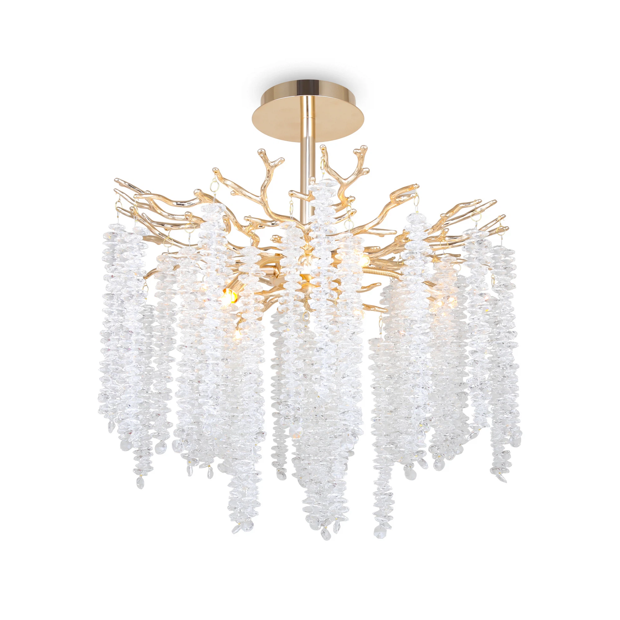 Изображение товара Люстра FREYA MINERAL FR1010CL-06G с хрусталем и растительным дизайном, золото, 6 ламп