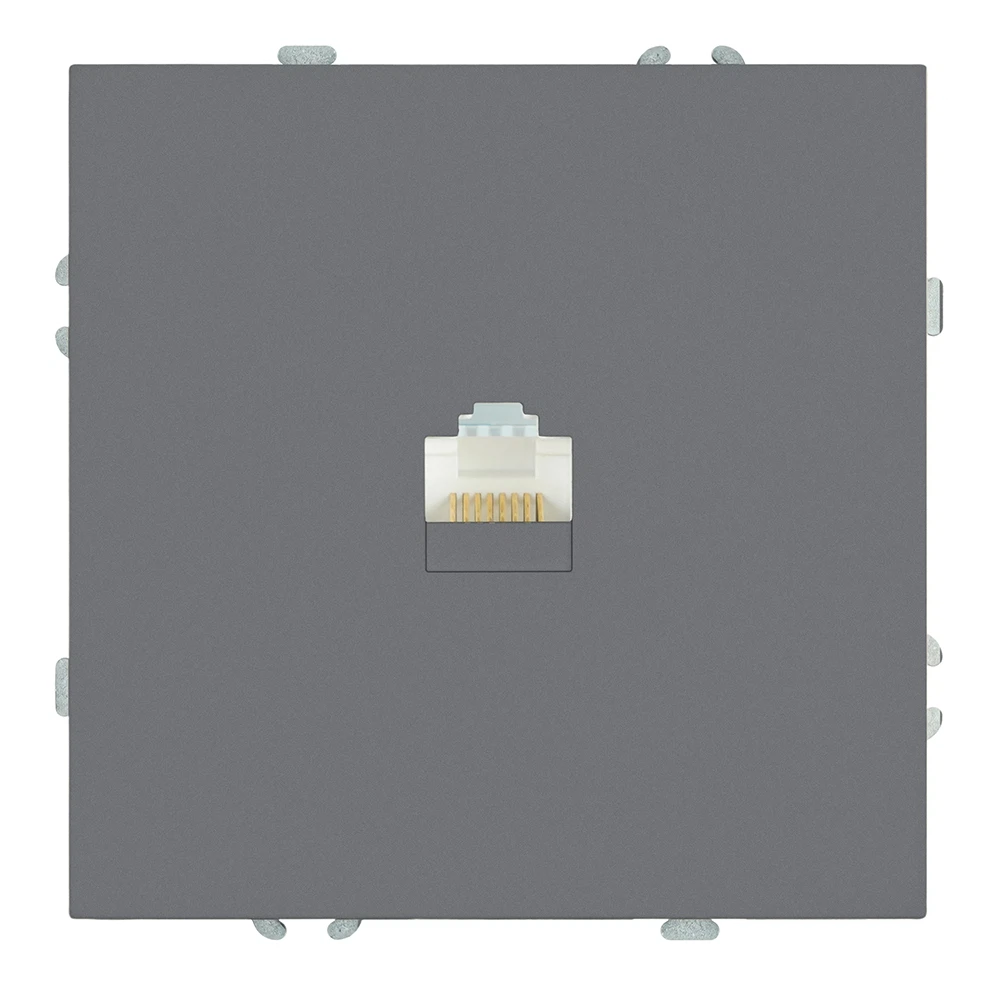 Изображение товара Розетка компьютерная 1-местная RJ-45 (механизм), STEKKER, серия Эмили, RST00-5117-10, платиново-серый, soft touch