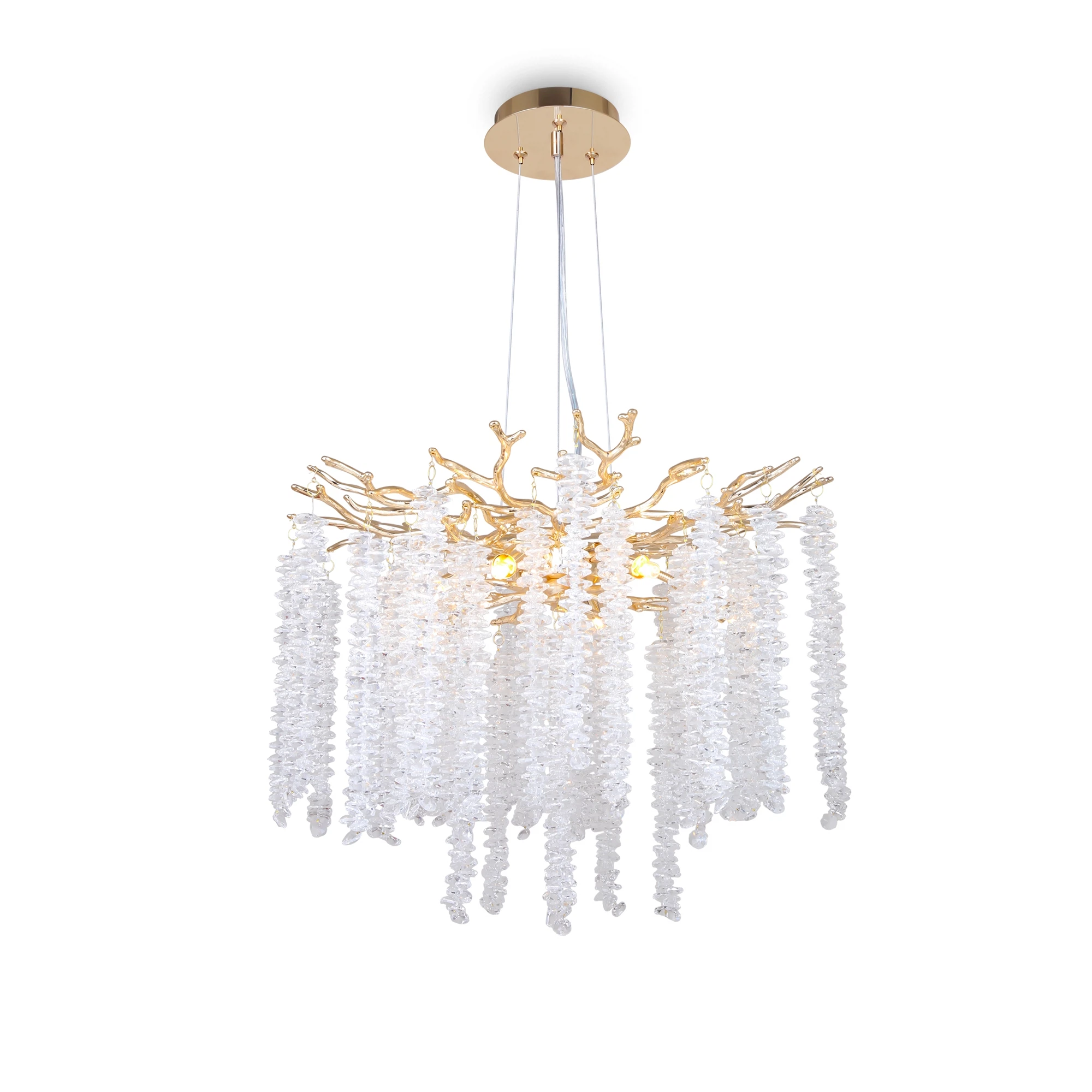 Изображение товара Современная подвесная люстра Freya Mineral FR1010PL-06G с хрусталем и растительным дизайном