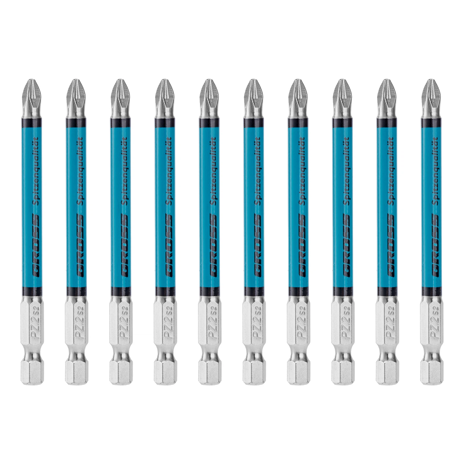 Изображение товара Набор бит PZ2 x 90 мм из стали S2 10 шт. профессиональные крепежные насадки
