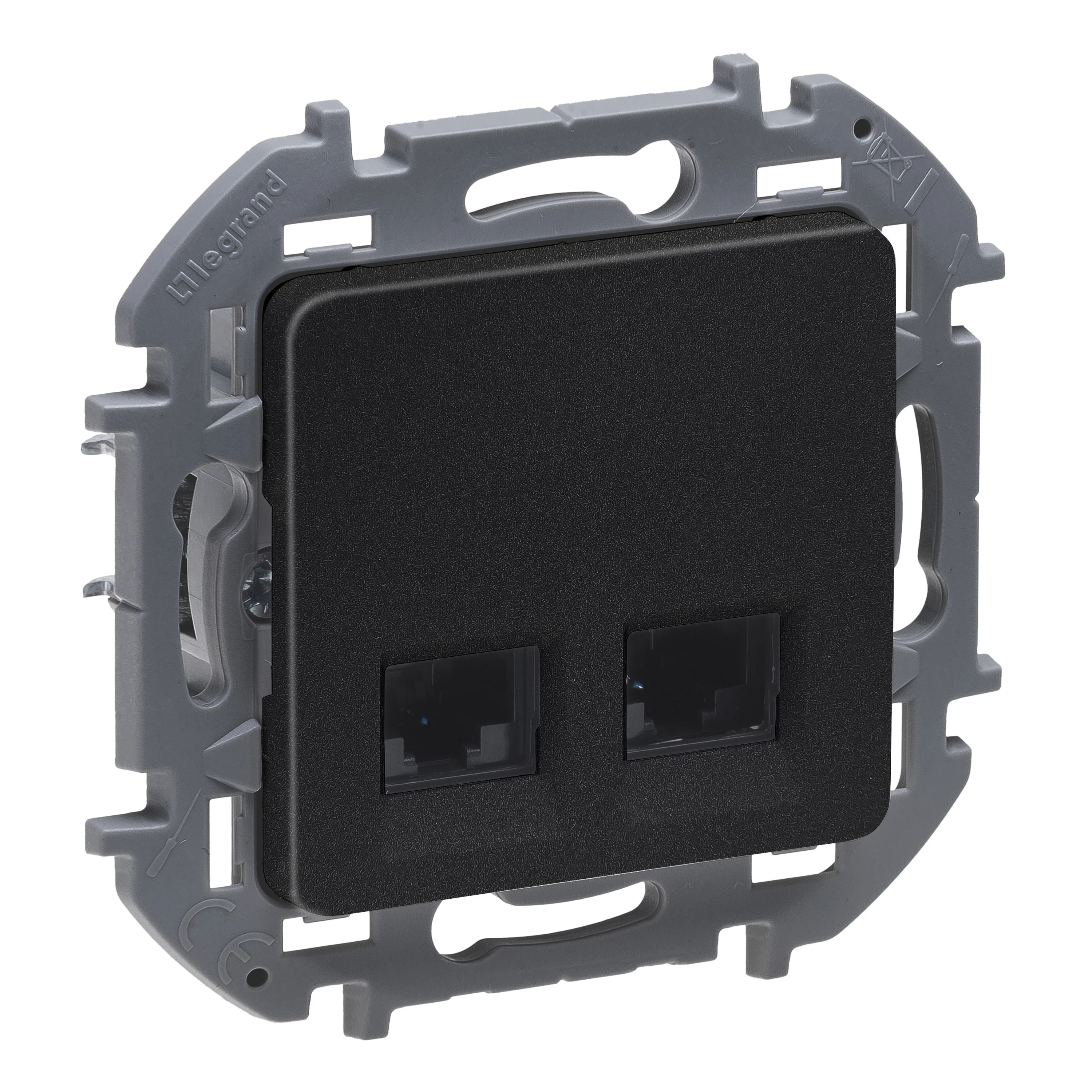 Изображение товара Розетка двойная INSPIRIA Антрацит RJ 45 - категория 5e - UTP Legrand