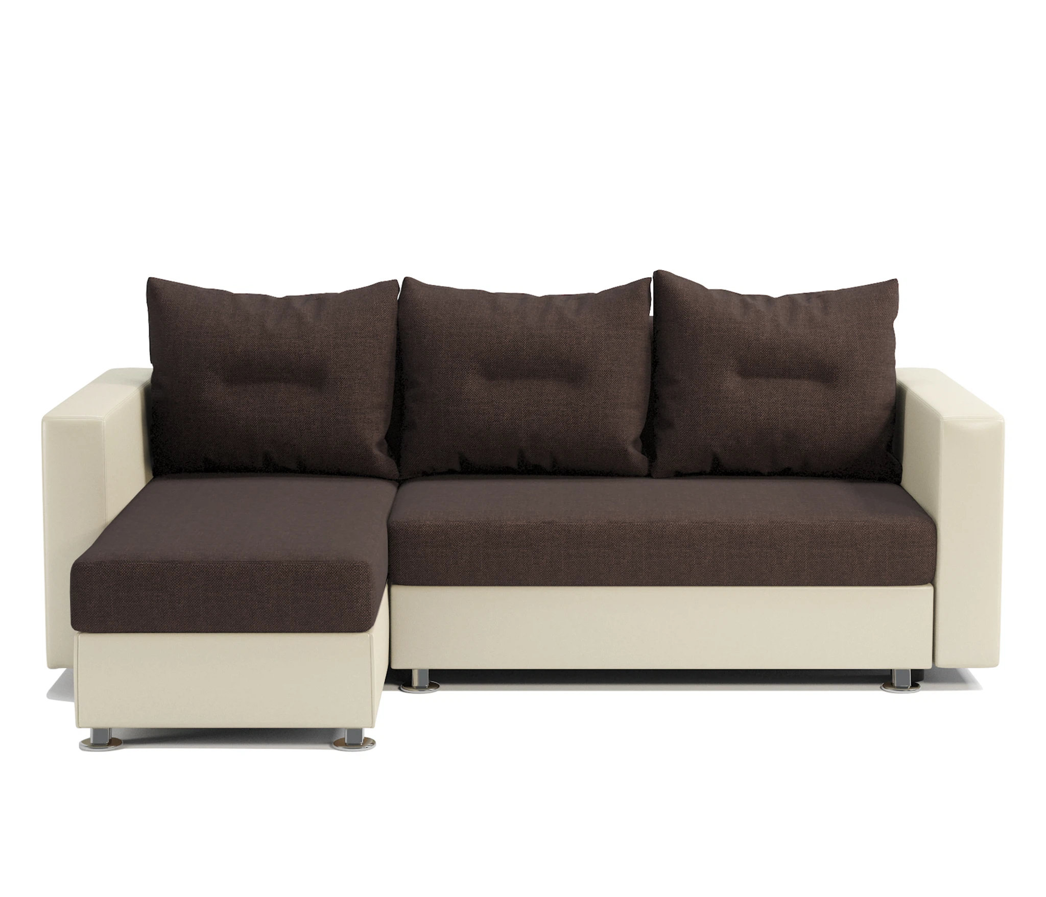 Изображение товара Угловой диван Ария левый рогожка шоколад и экокожа беж