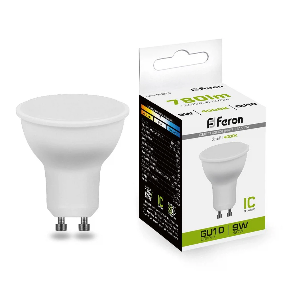 Изображение товара Лампа светодиодная Feron LB-560 MR16 GU10 9W 175-265V 4000K