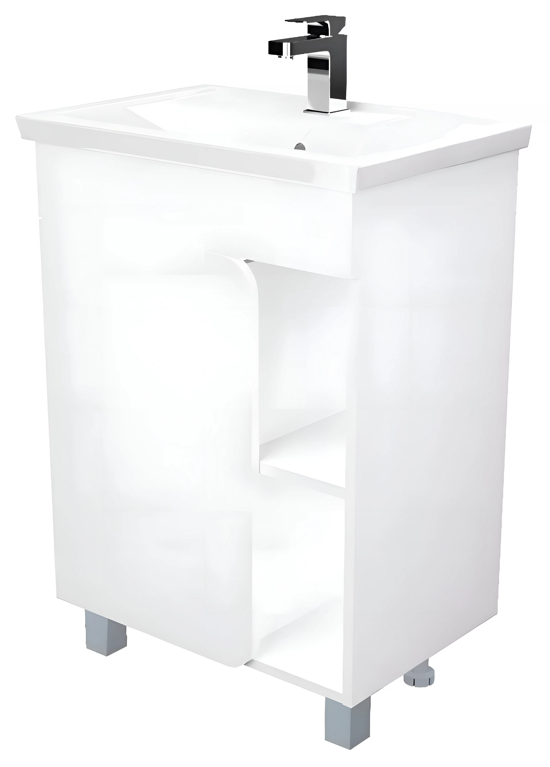 Изображение товара Тумба под раковину в ванную 1Marka Nuvo 60 Напольная цвет Белый глянец У76055