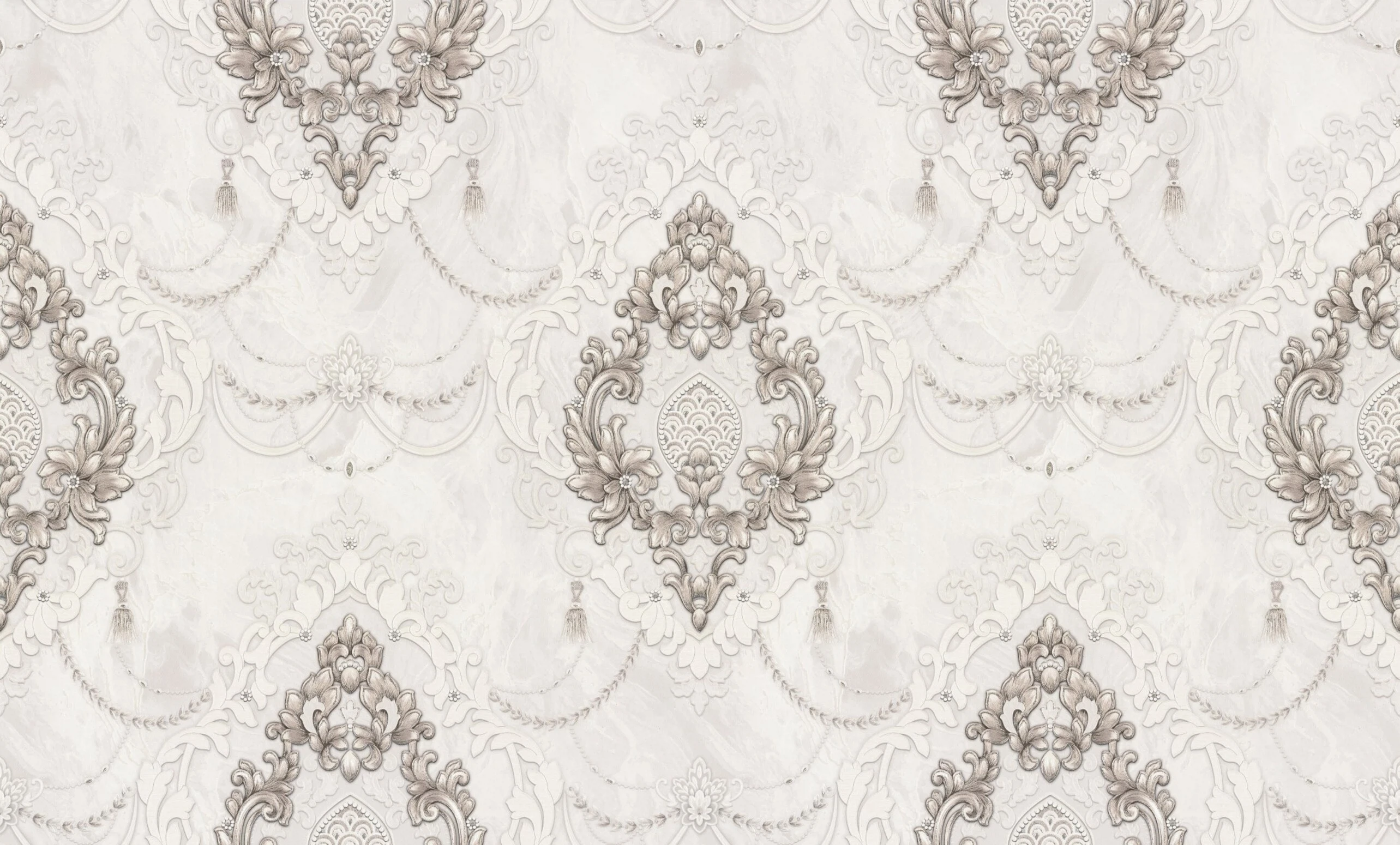 Изображение товара Обои флизелиновые PALITRA life Andijana серые 10,05х1,06м с дамаским мотивом и глиттером