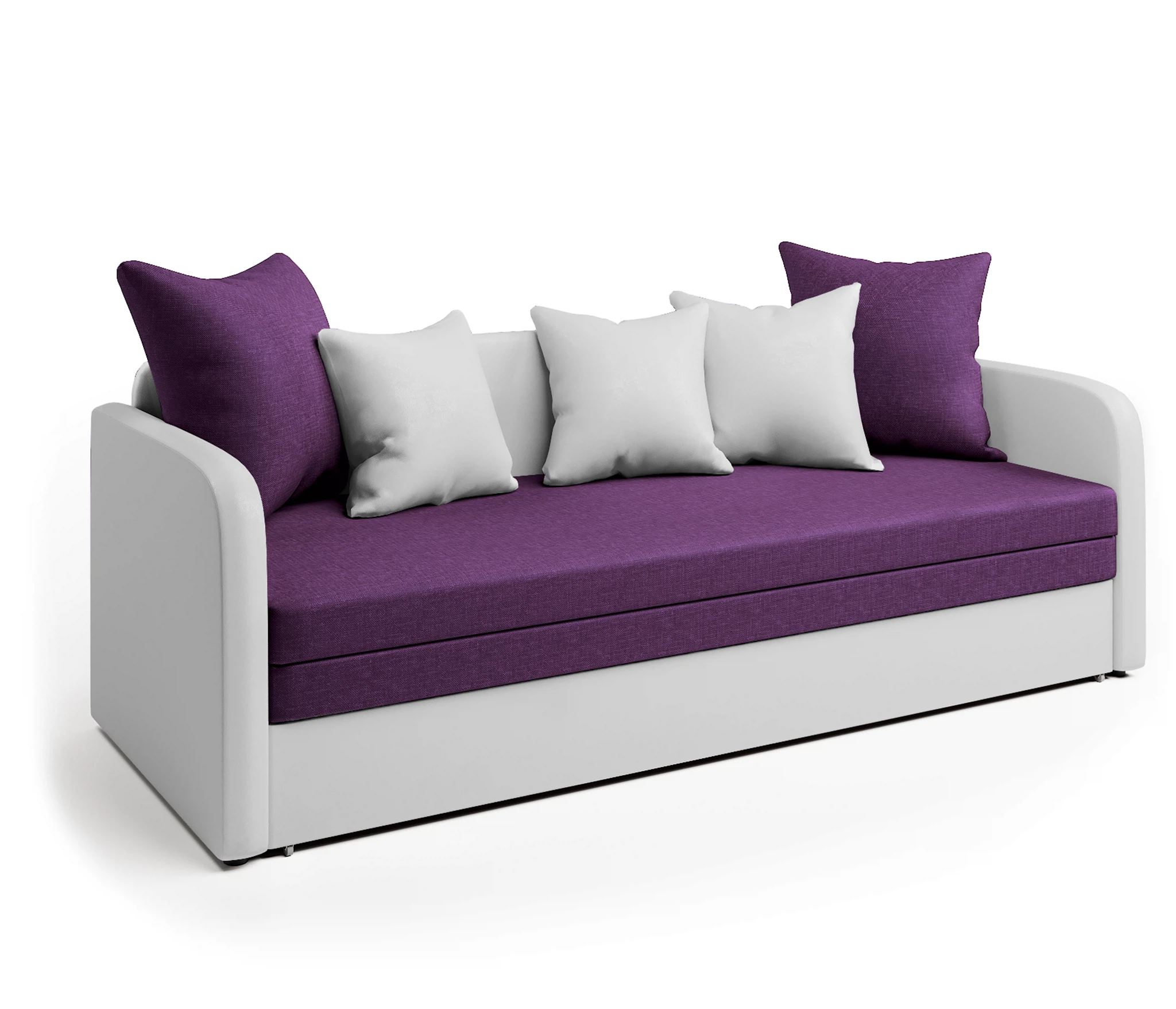 Изображение товара Софа Трио экокожа белая и фиолетовая рогожка