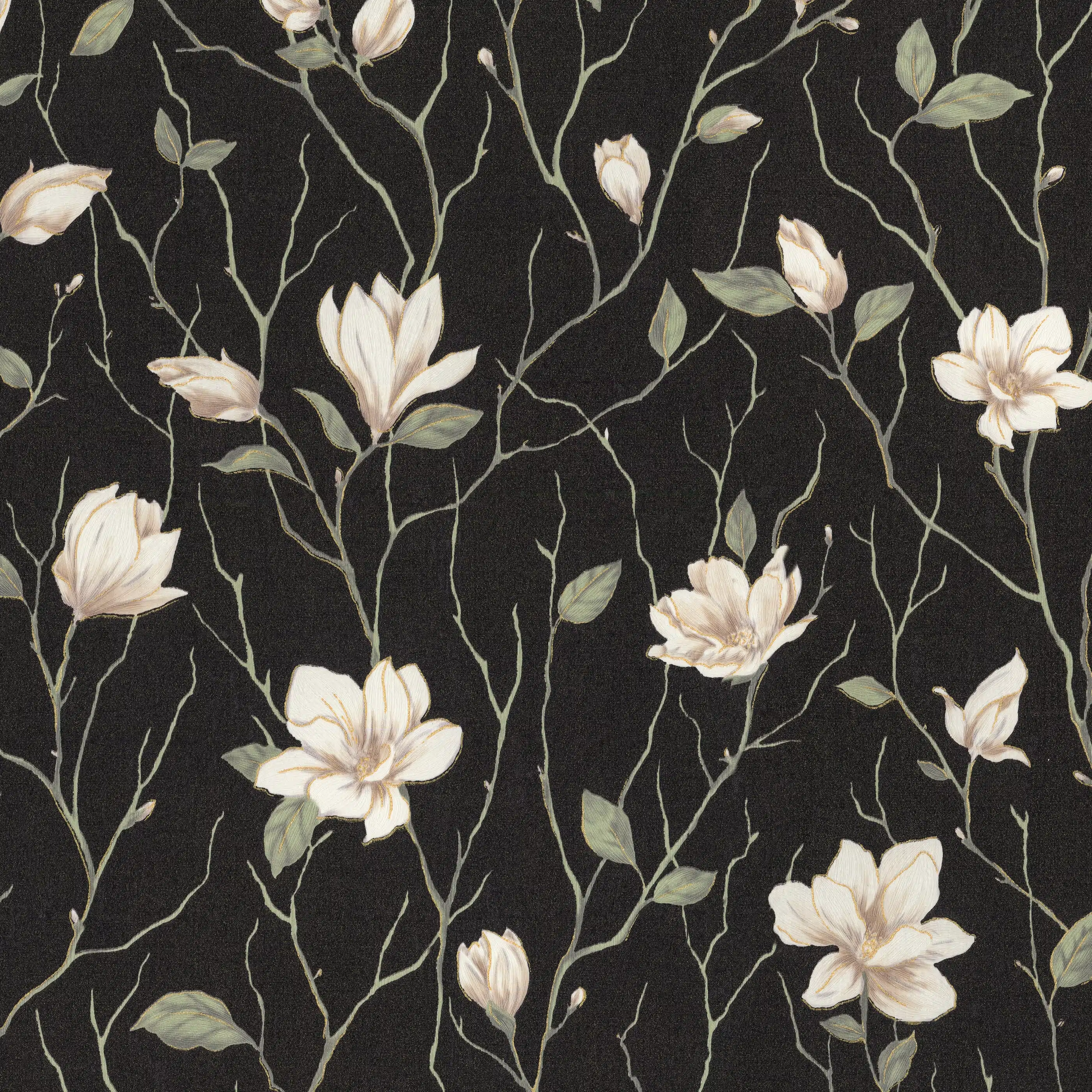 Изображение товара Обои флизелиновые Магнолия / Magnolia Euro Decor, черные, 1,06*10,05м, 7358-22