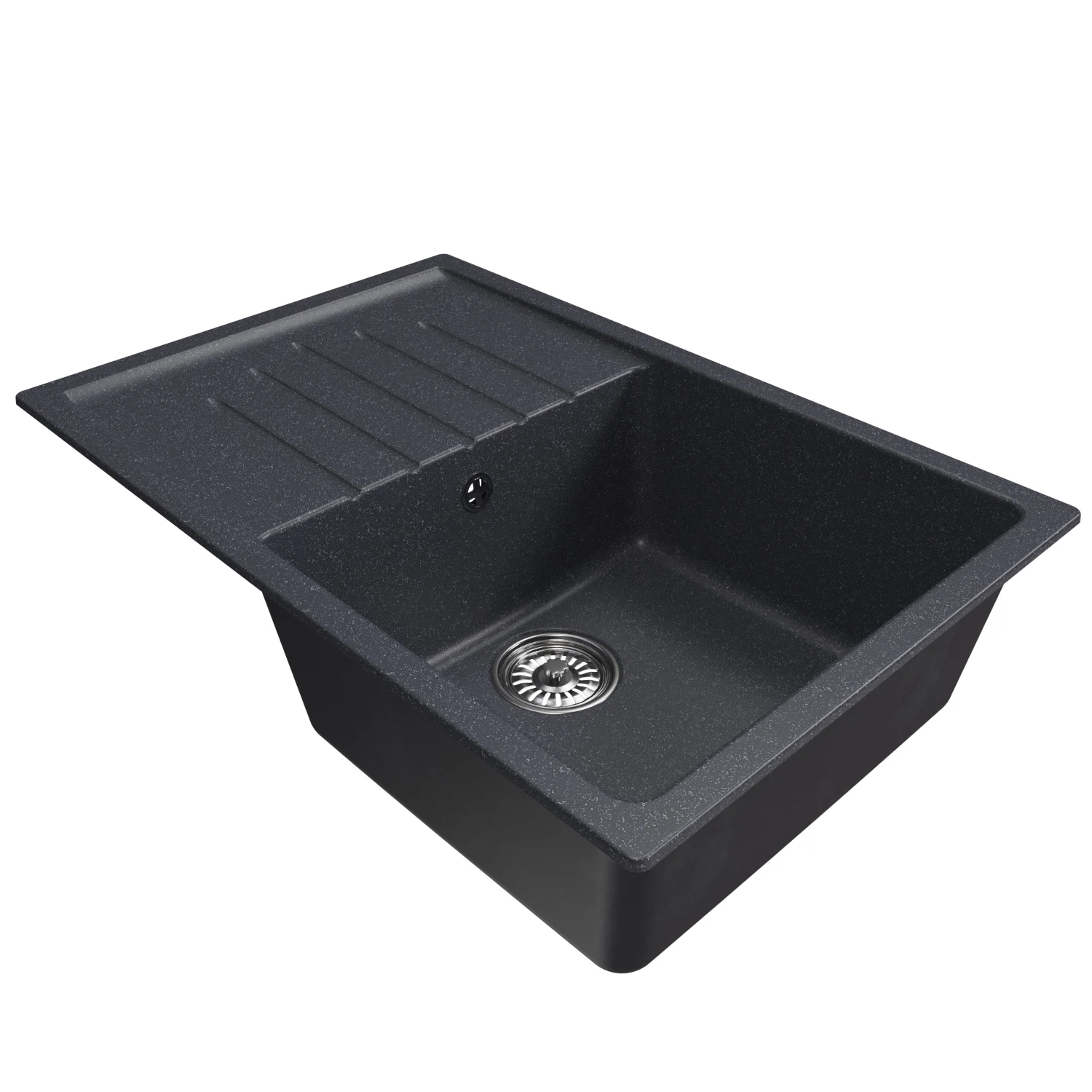 Изображение товара Кухонная мойка из искусственного мрамора ML-GM19 антрацит с крылом, врезная, матовая