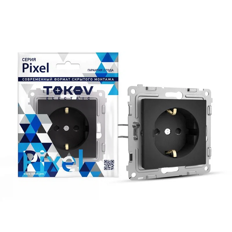 Изображение товара Розетка 1-м СП Pixel 16А IP20 с заземл. мех. карб.