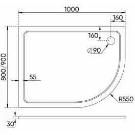 Поддон душевой Veconi Tezeo stone 1000x900x300 мм левый, на каркасе, без сифона (TZ11L-10090A-01-19C