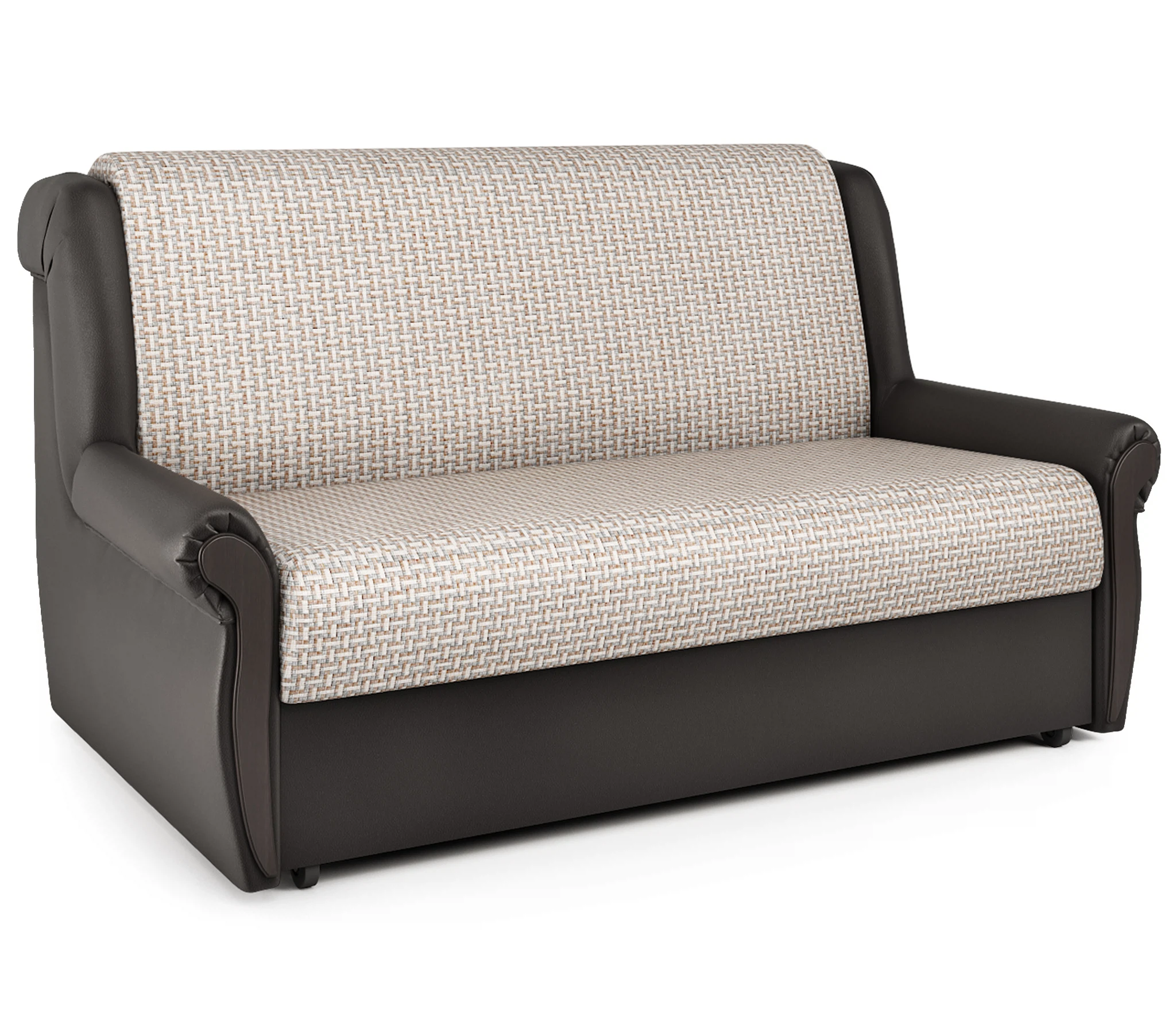 Изображение товара Диван-кровать Аккорд М 140 Корфу беж и экокожа шоколад стильная и практичная мебель