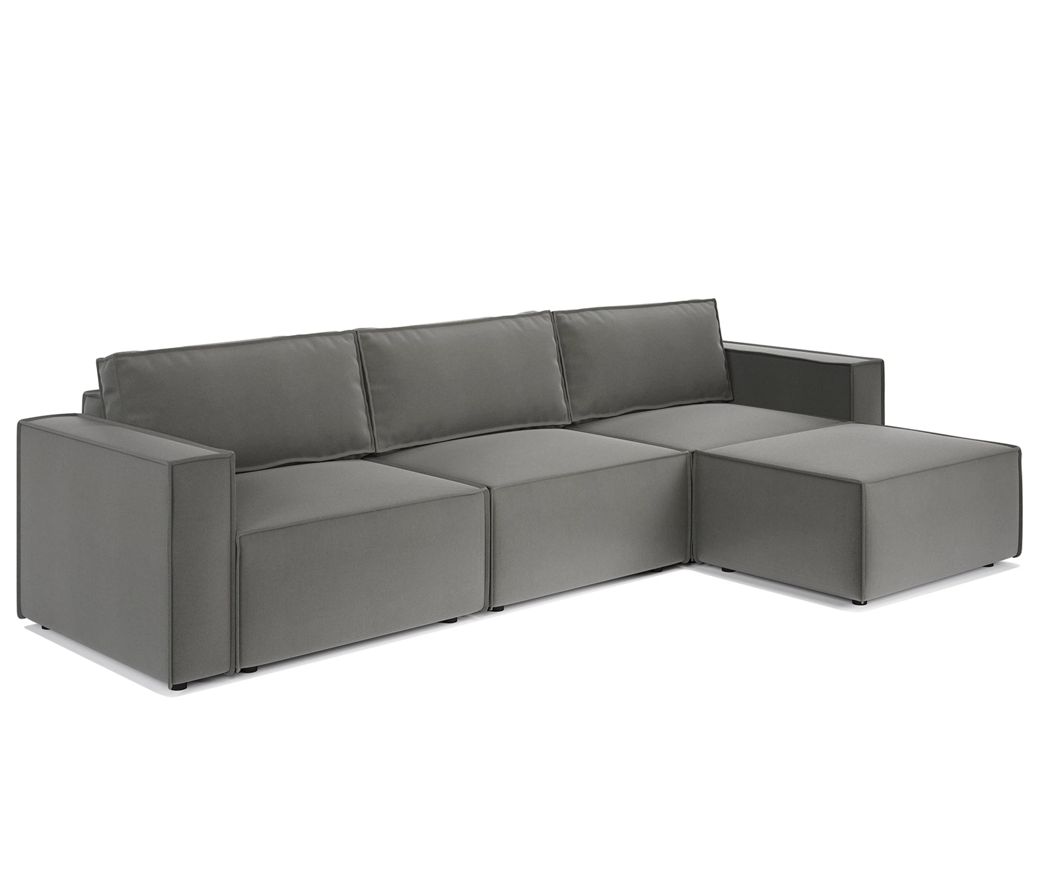 Изображение товара Модульный диван Шарм 25 серый велюр, правый, 327х170х70 см