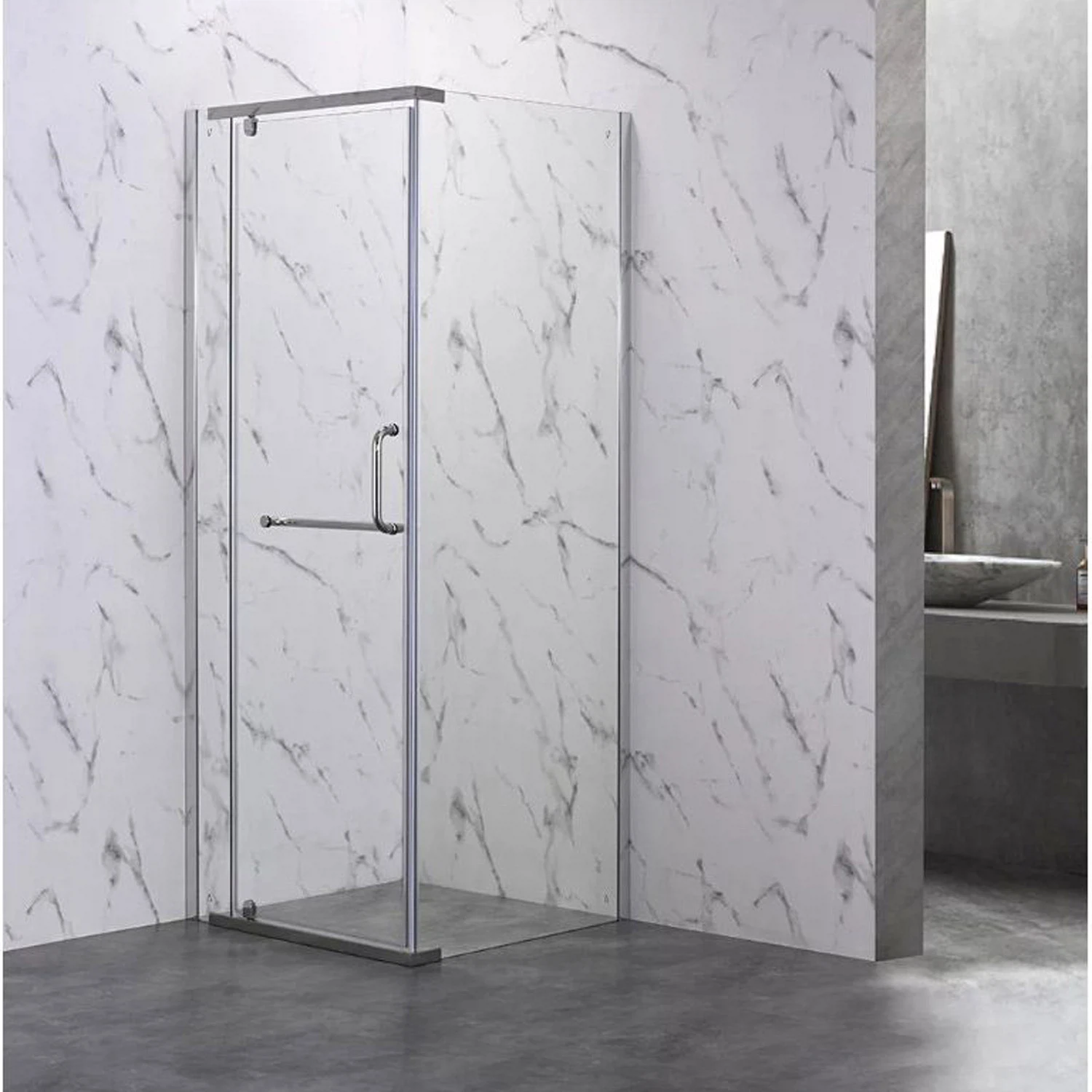 Изображение товара Душевой уголок Veconi Rovigo 1000х1000 мм стекло 6 мм анодированный алюминий хром