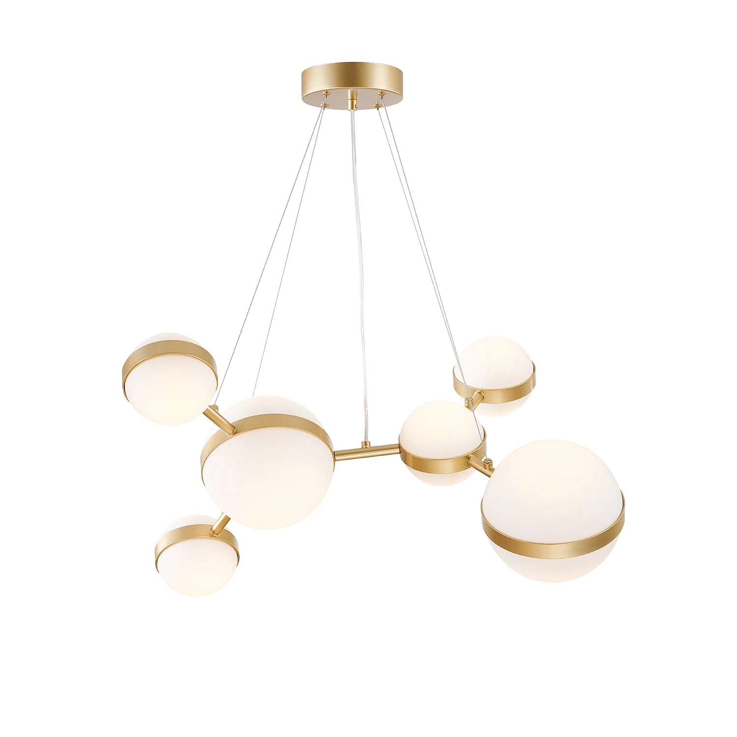 Изображение товара Подвесная люстра FAVOURITE Asterismo с встроенными LED-лампами, золотая, современный дизайн