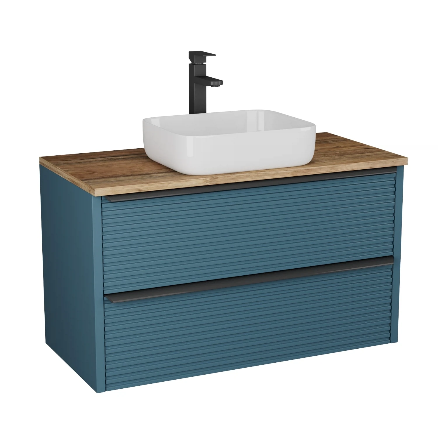 Изображение товара Тумба Torno 105 с 2-мя ящиками и накладным умыв, сине-зеленый мат (510520/1092)