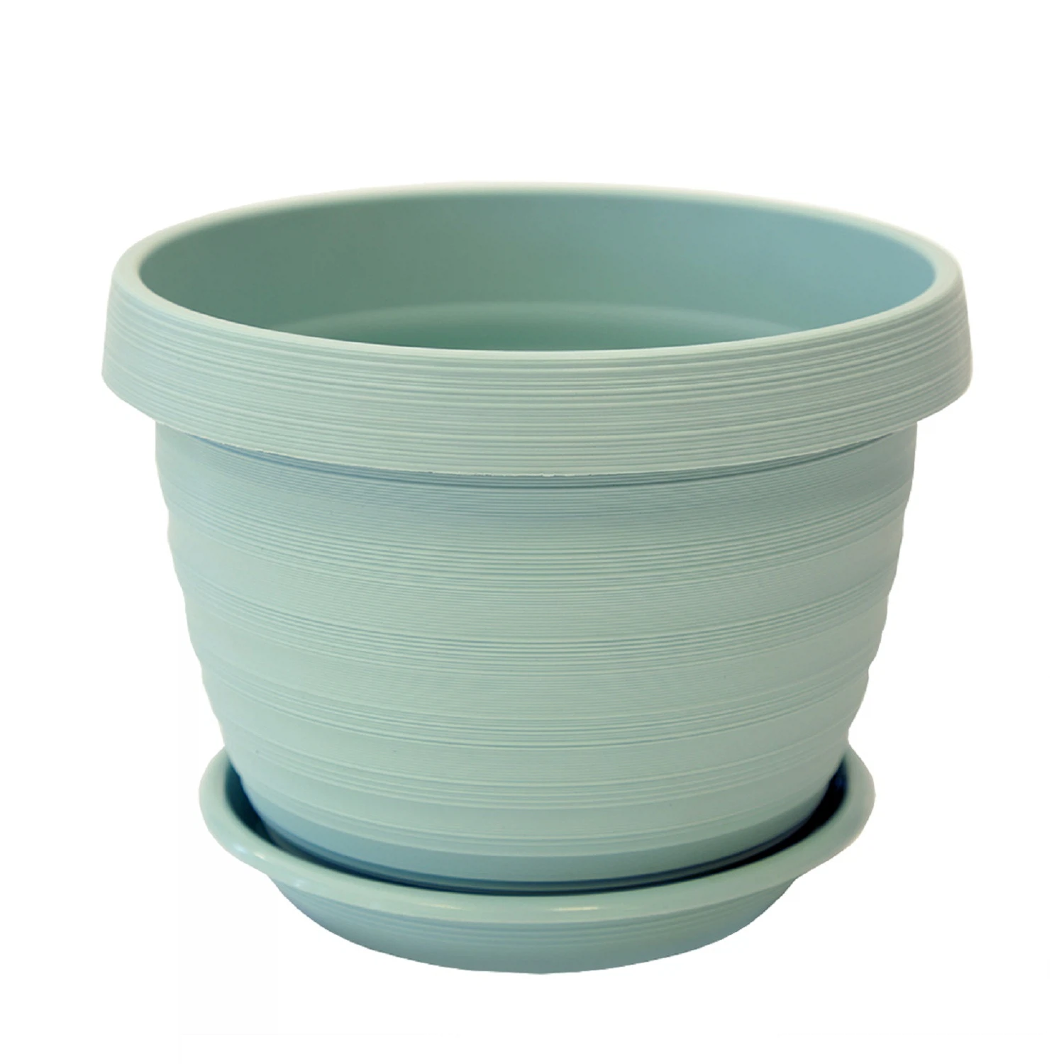 Изображение товара Пластиковый горшок Толедо D 20 мятный с поддоном для растений