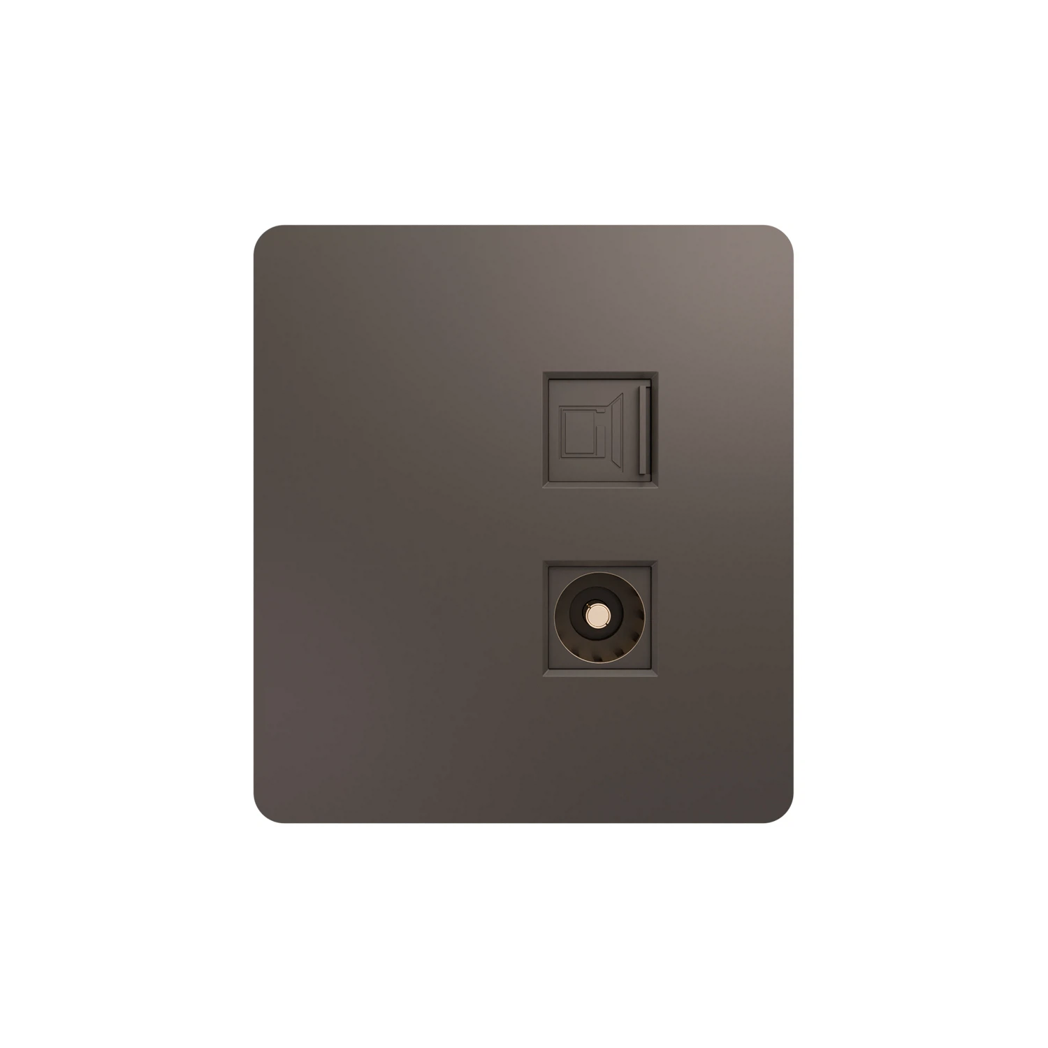 Изображение товара Комбинированная розетка KRANZ Round для RJ45 и TV, скрытая монтаж серый