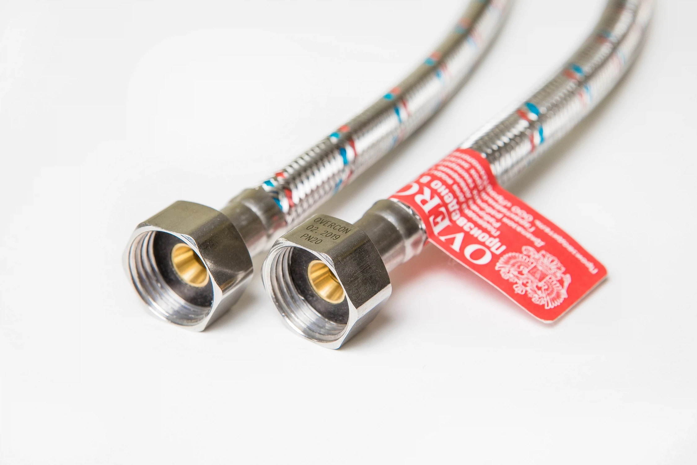 Изображение товара Подводка для воды в оплетке 1/2 60 см нержавеющая сталь Overcon