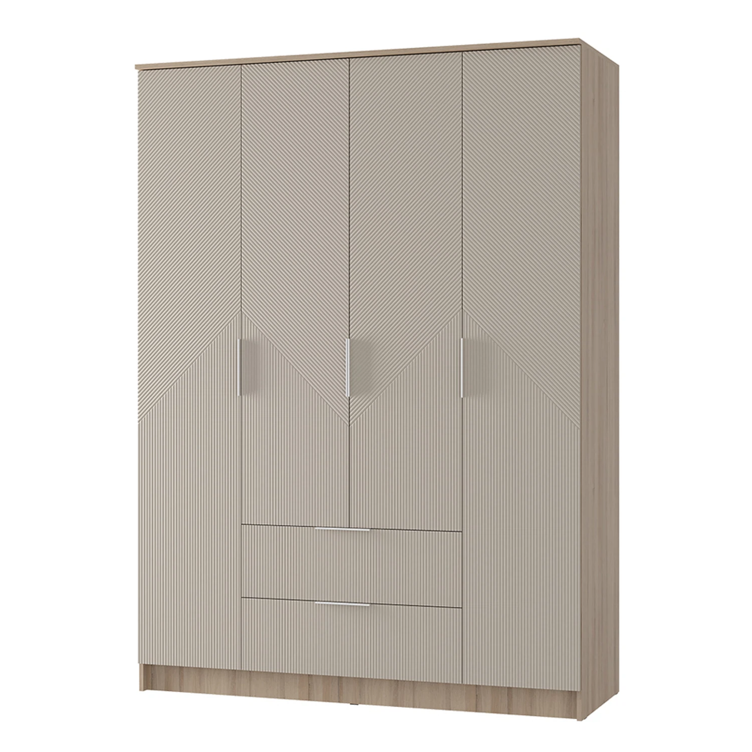 Изображение товара Расписной шкаф Эмилия 160x221,6x61 см из ЛДСП бежевый с ящиками и полками