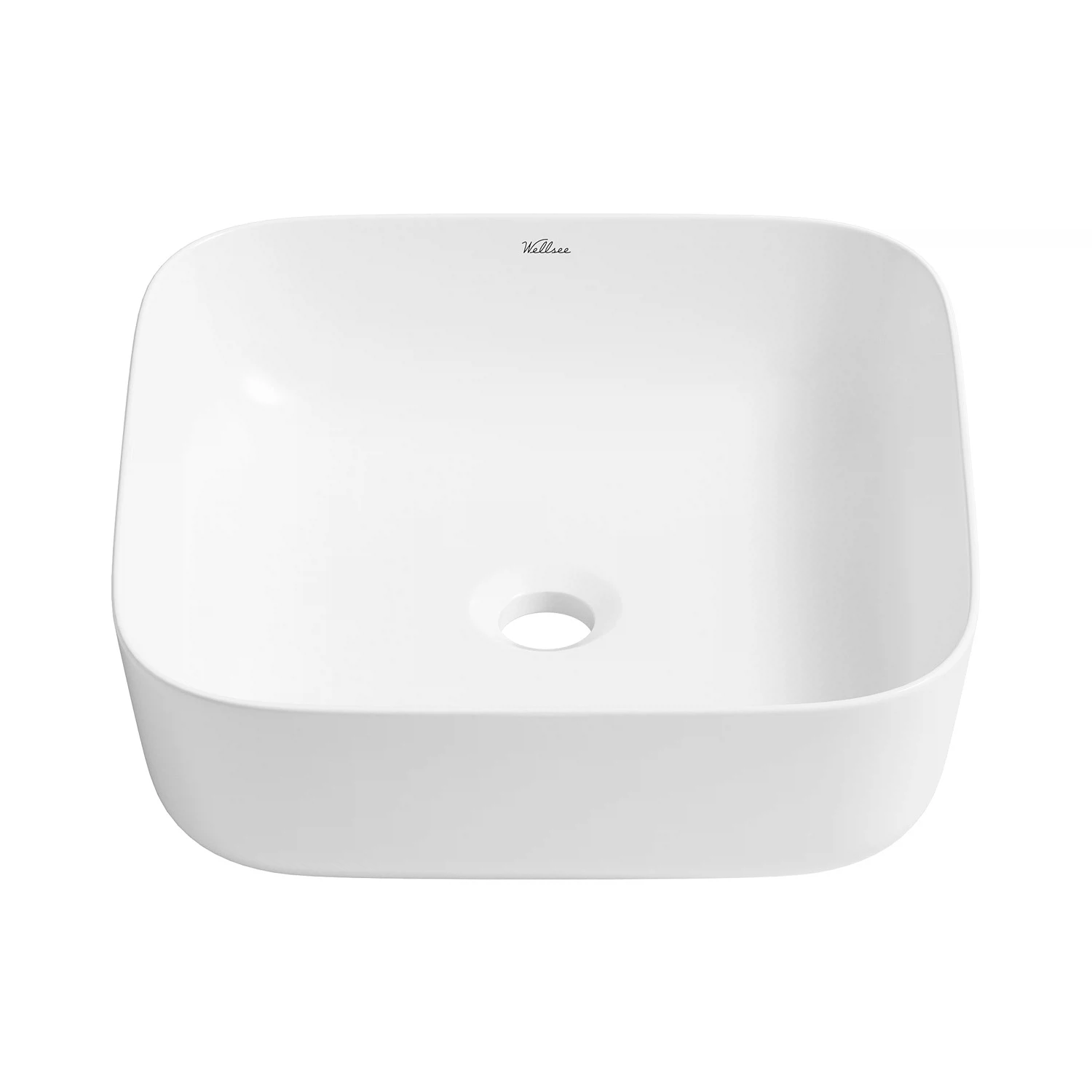 Изображение товара Накладная раковина Wellsee Preen квадратная 39x39 глянцевая белая для ванной